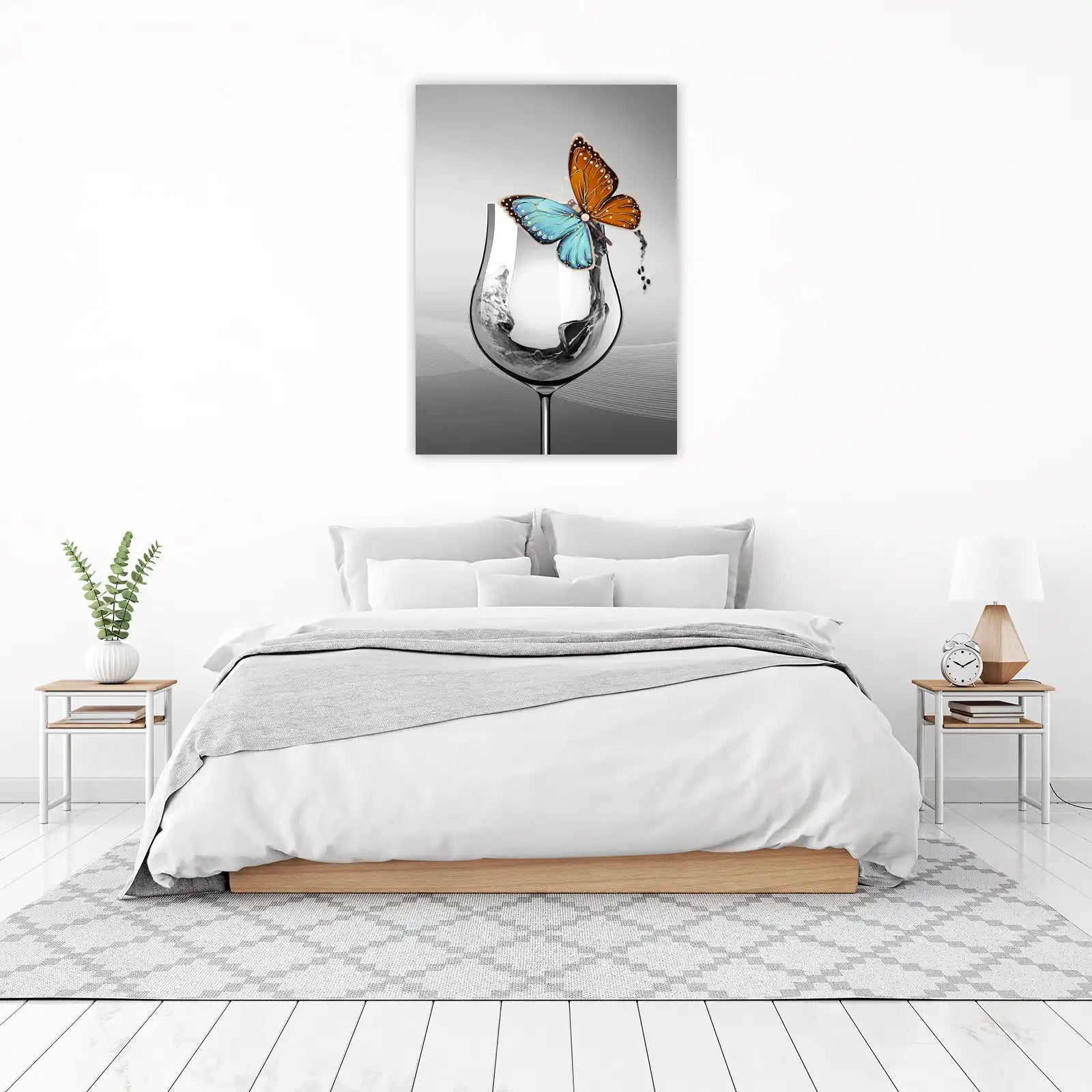 Elegant Butterfly Wine Glass Wall Art