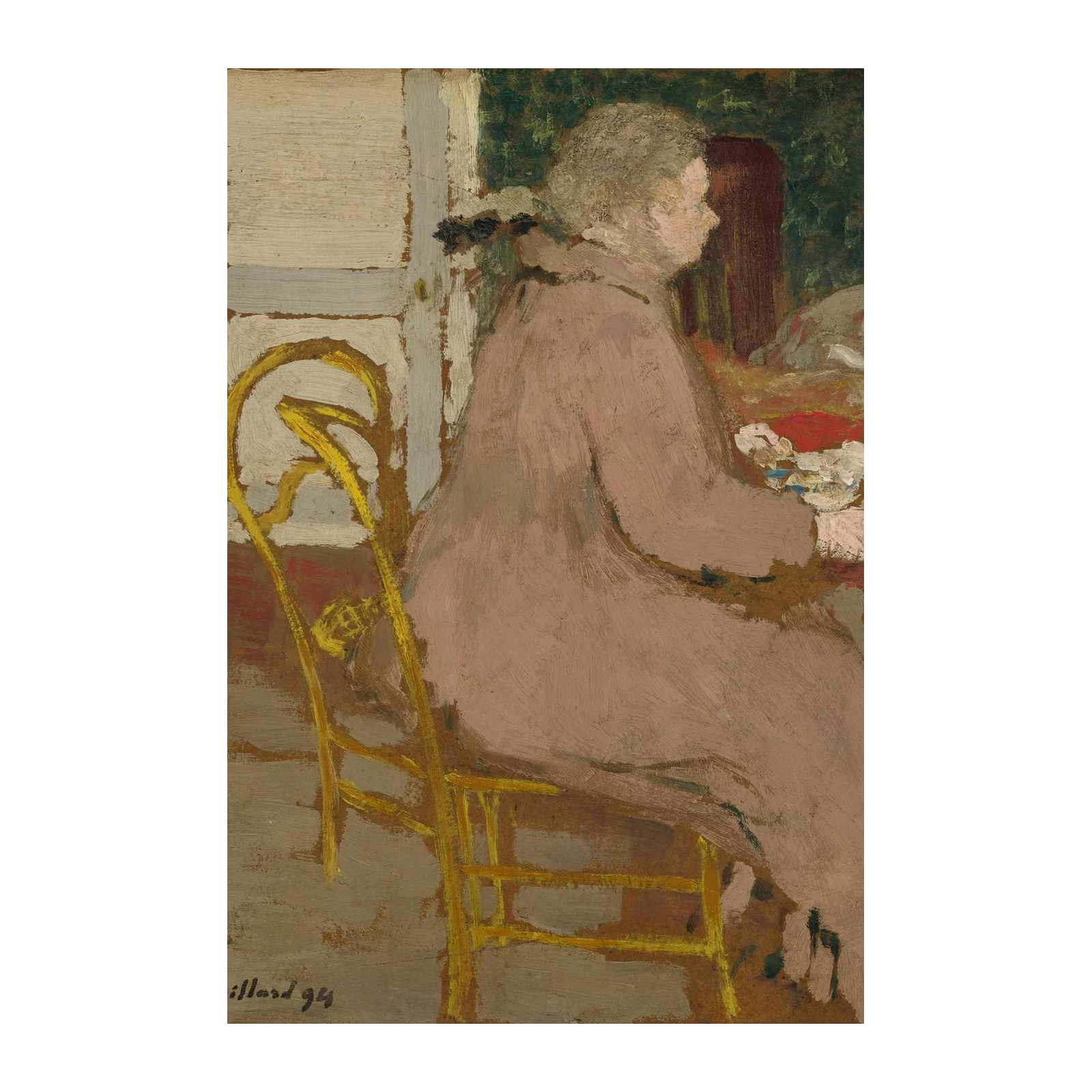 Intimate Portrait Woman Yellow Chair Wall Art