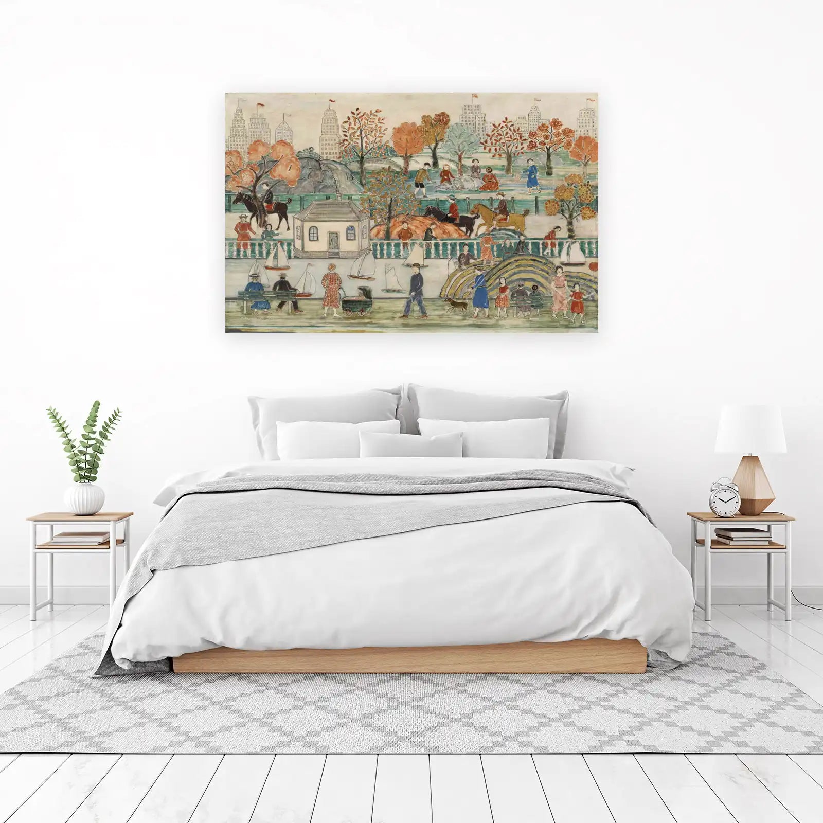 Charming Park Scene Folk Art Wall Art
