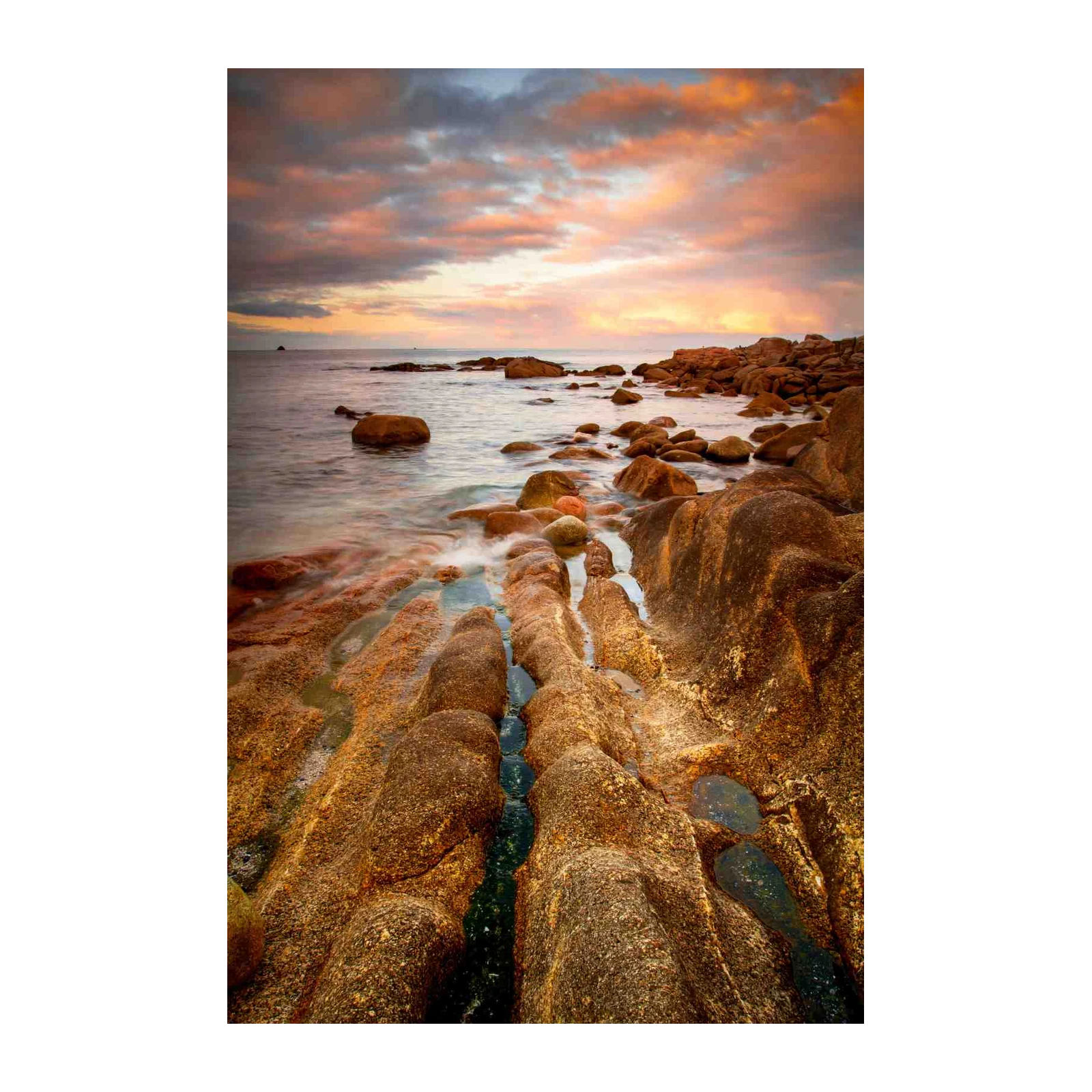 Sunset Coastal Rocks Ocean Wall Art