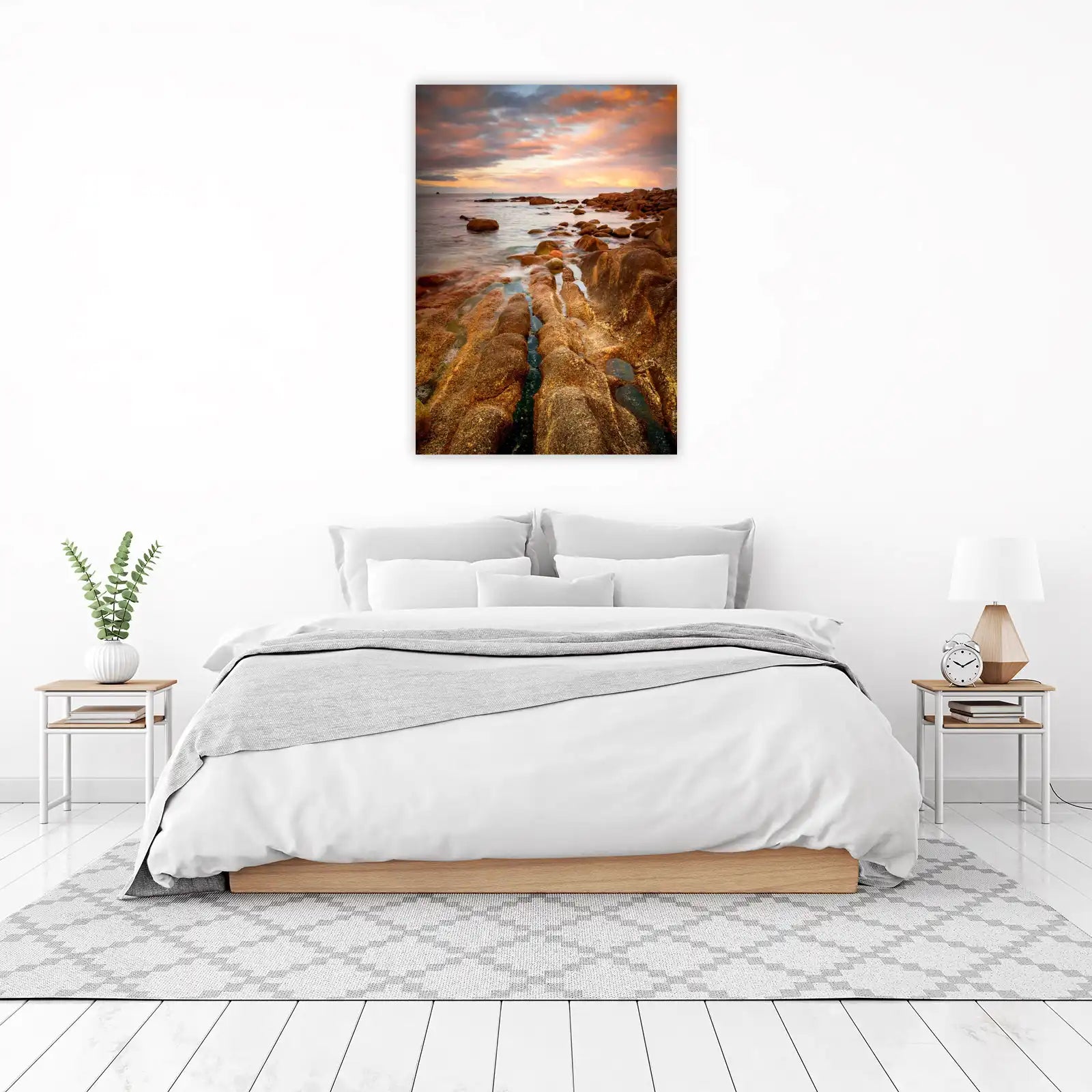 Sunset Coastal Rocks Ocean Wall Art
