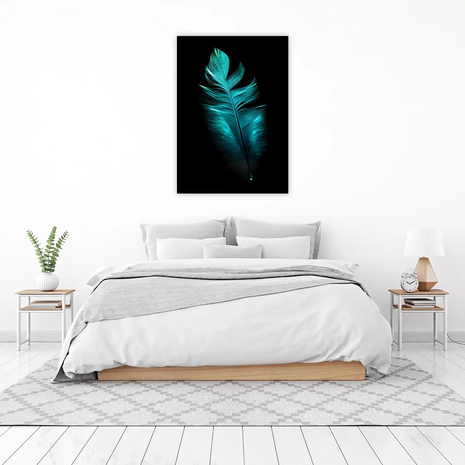 Aqua Feather Elegance Wall Art