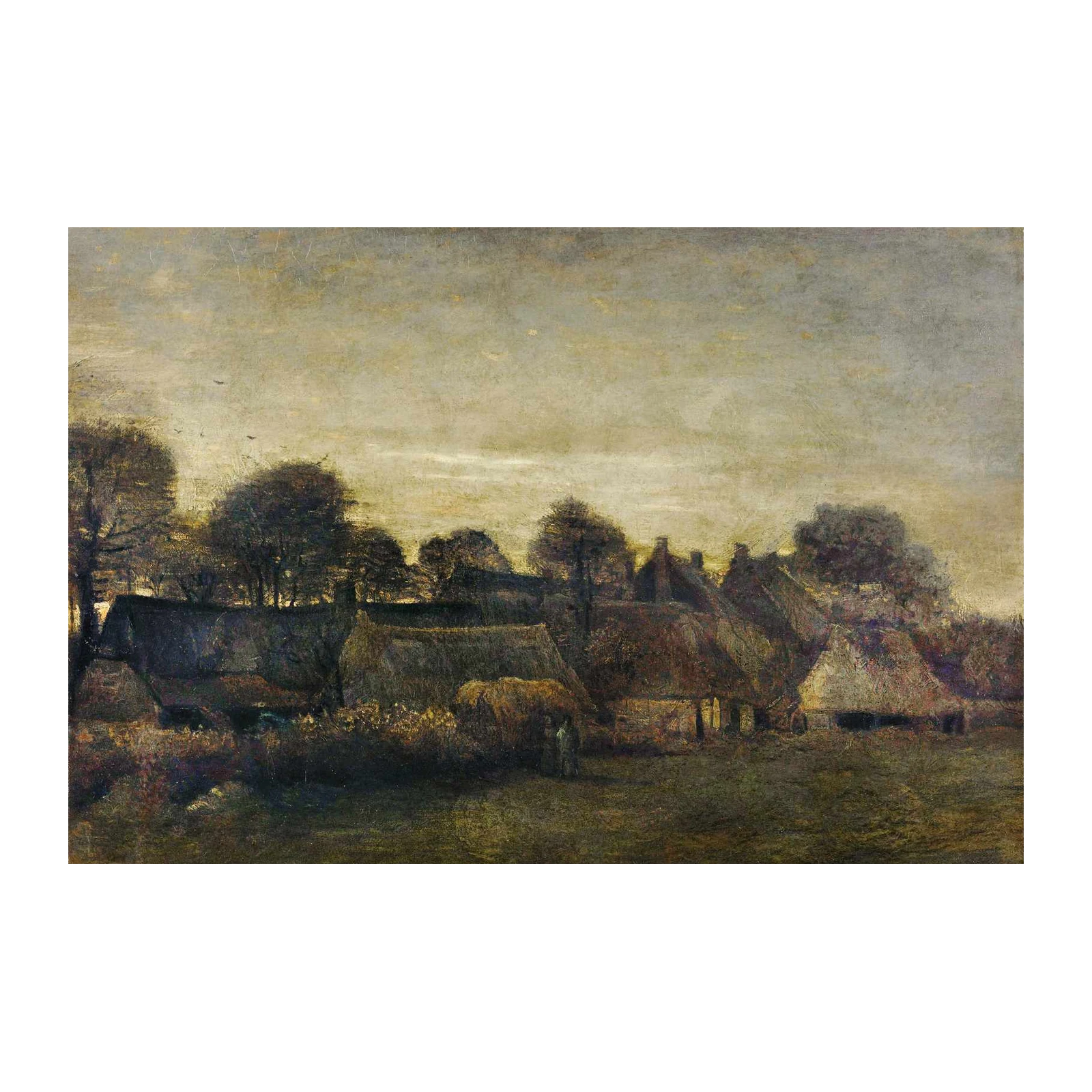 Tranquil Village Landscape Vintage Art Wall Art