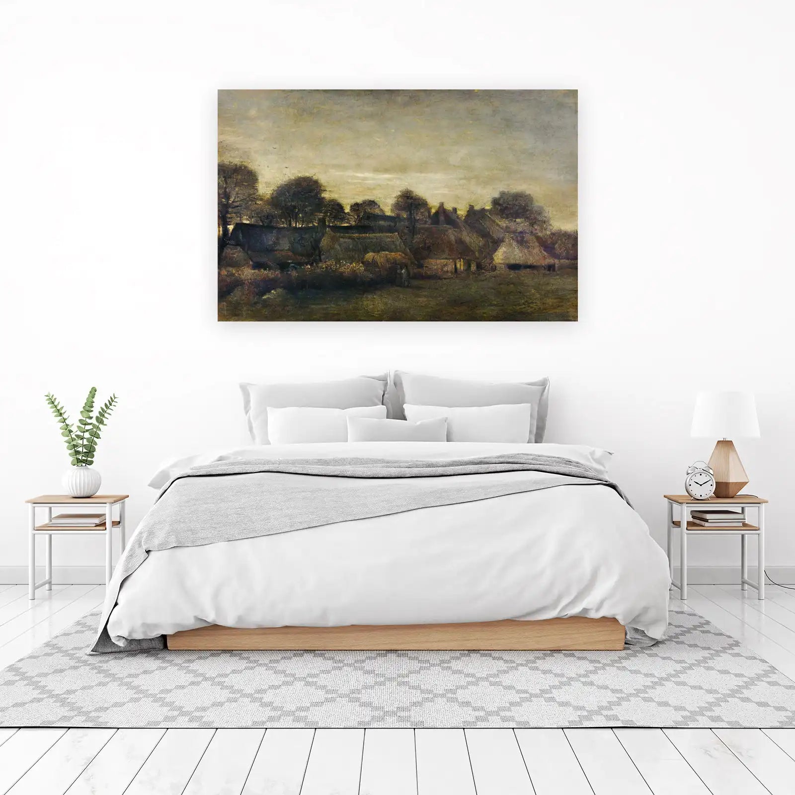 Tranquil Village Landscape Vintage Art Wall Art