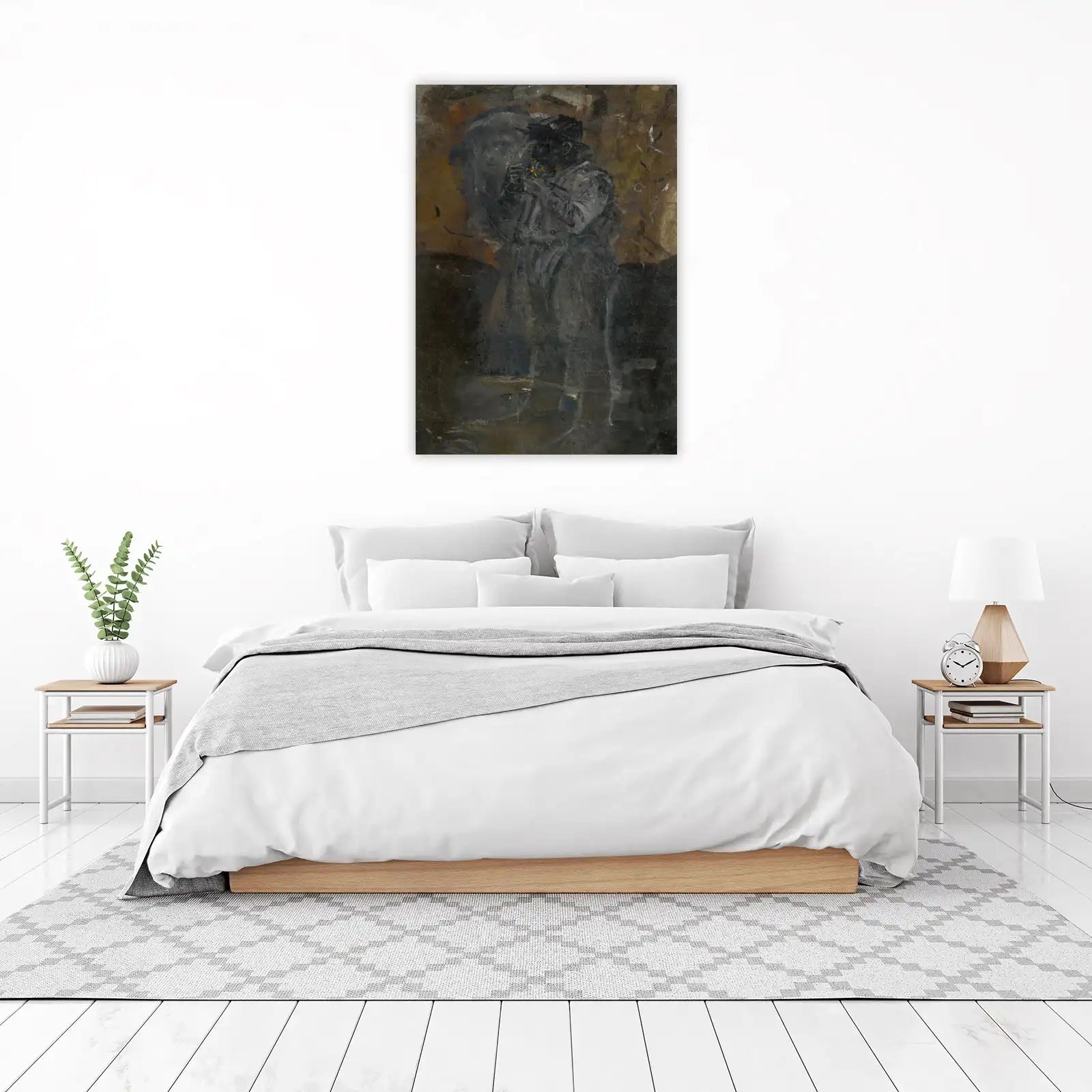 Man with Hat Charcoal Portrait Wall Art