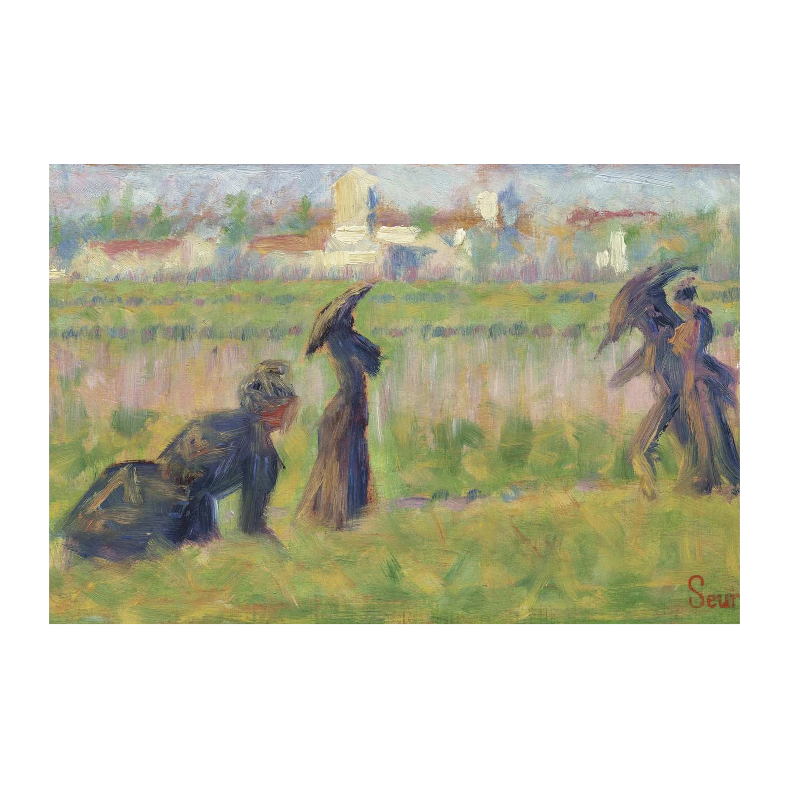 Seurat's Seascape Figures Wall Art