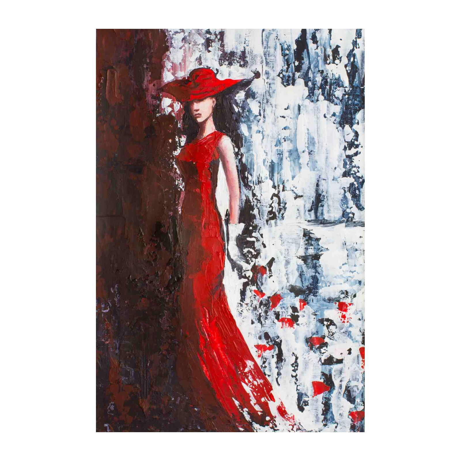 Elegant Red Lady Abstract Wall Art