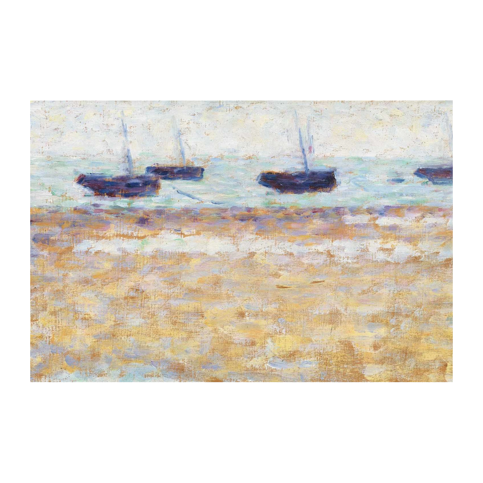 Serene Sailboats Beach Impressionist Wall Art