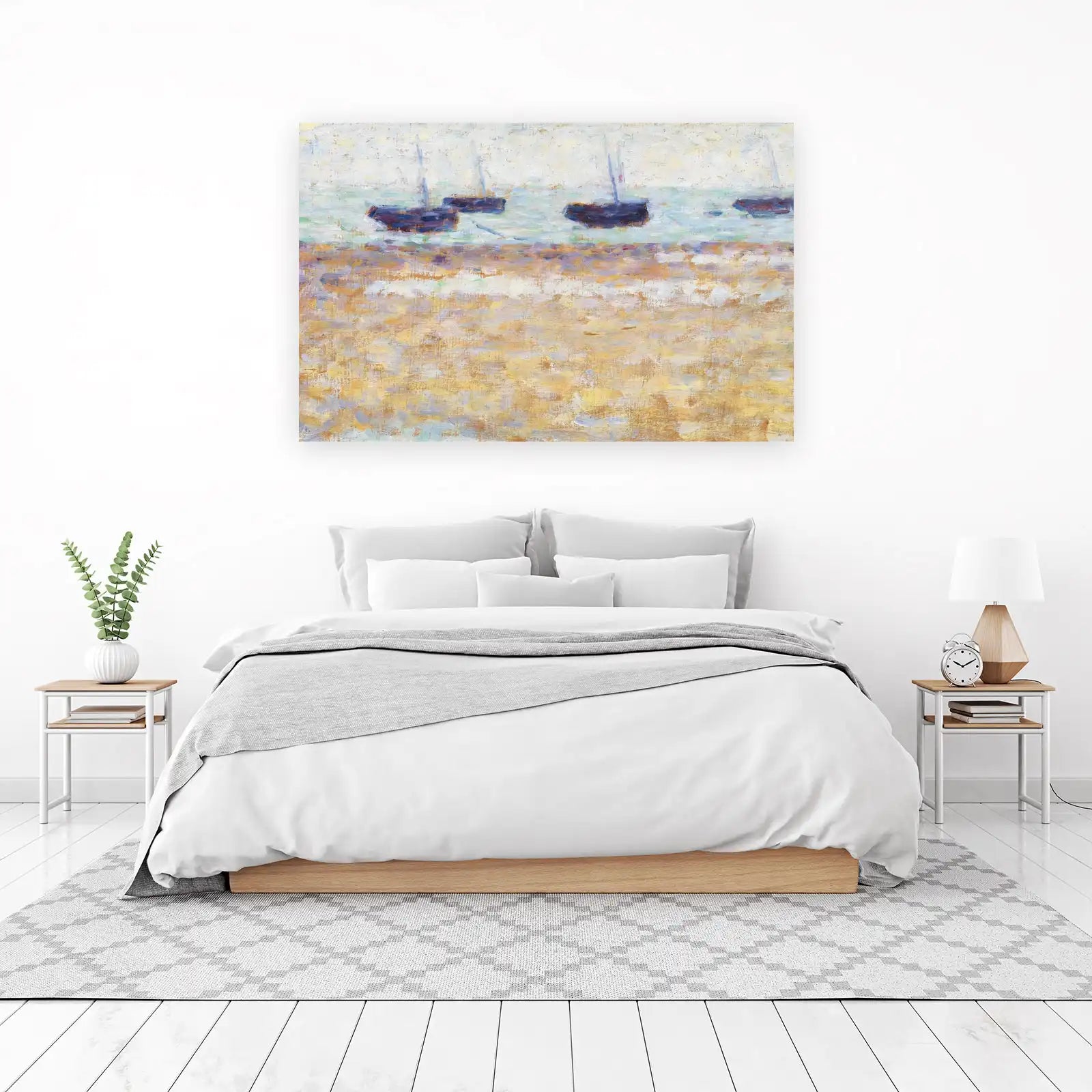 Serene Sailboats Beach Impressionist Wall Art