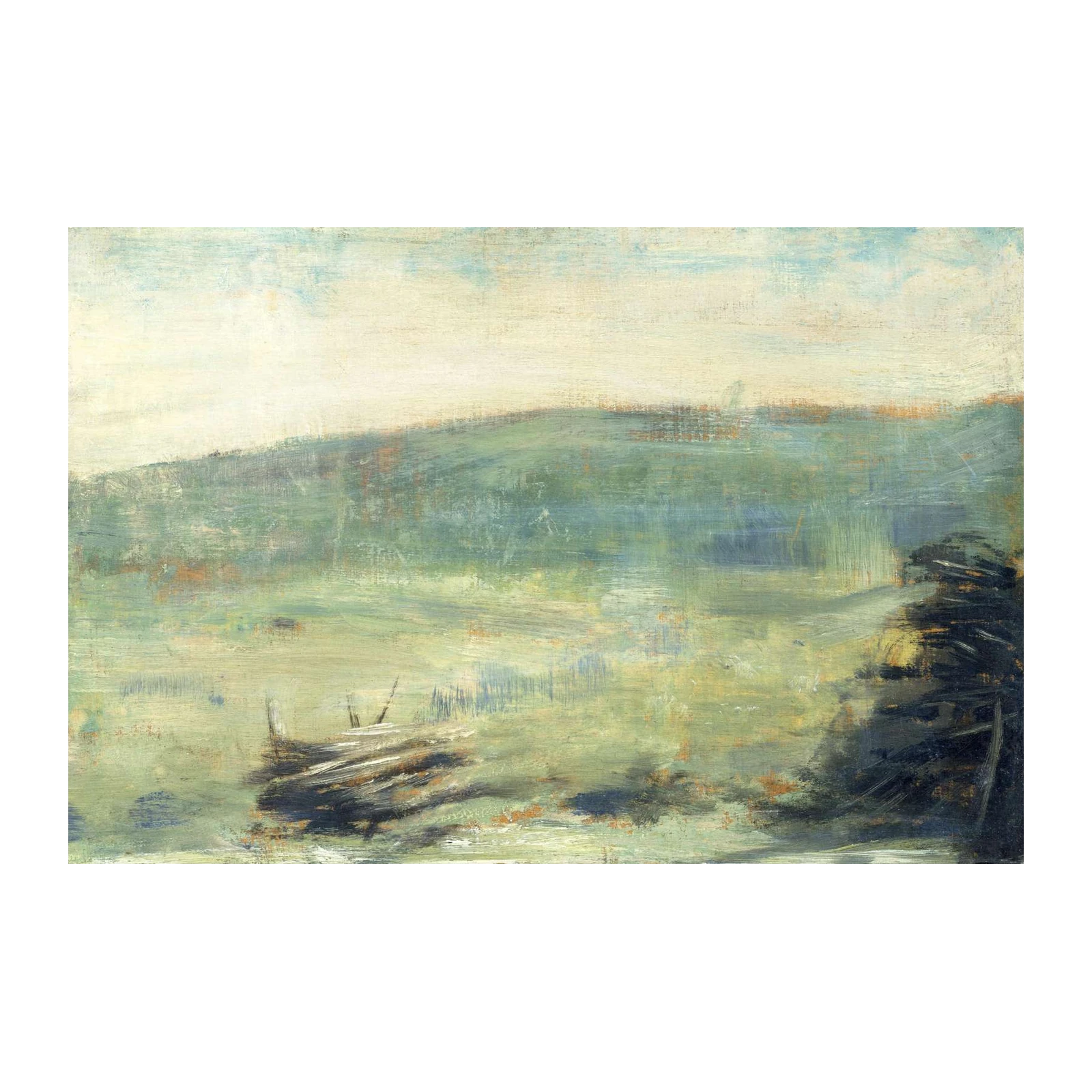 Serene Meadow Landscape Textured Wall Art