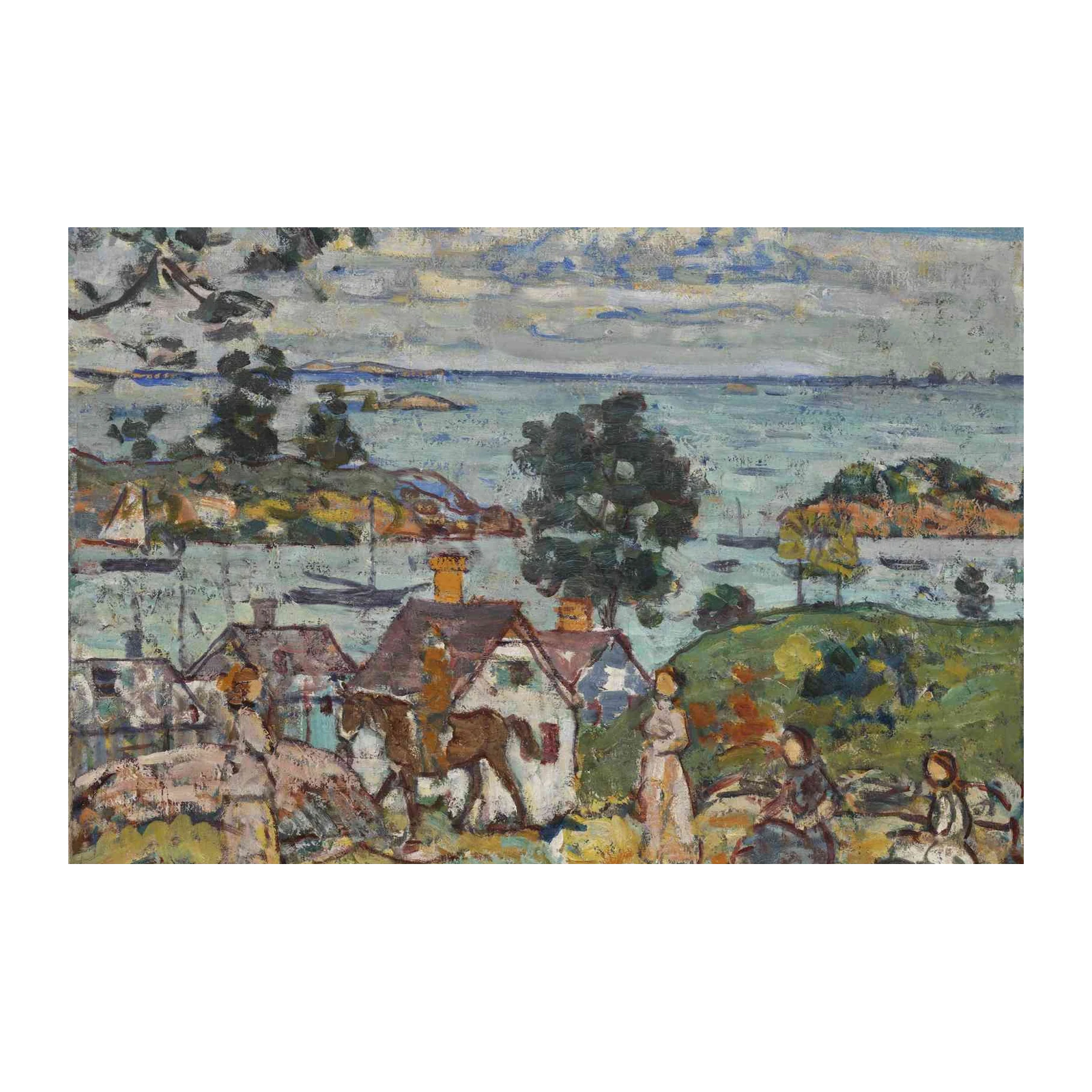 Seaside Village Impressionist Oil Wall Art