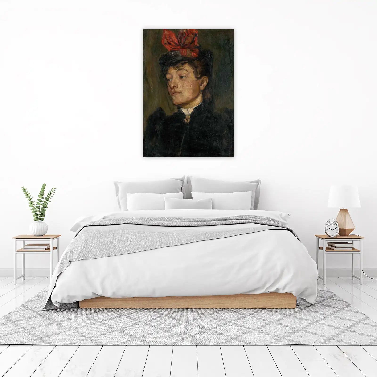 Elegant Lady with Red Bow Wall Art