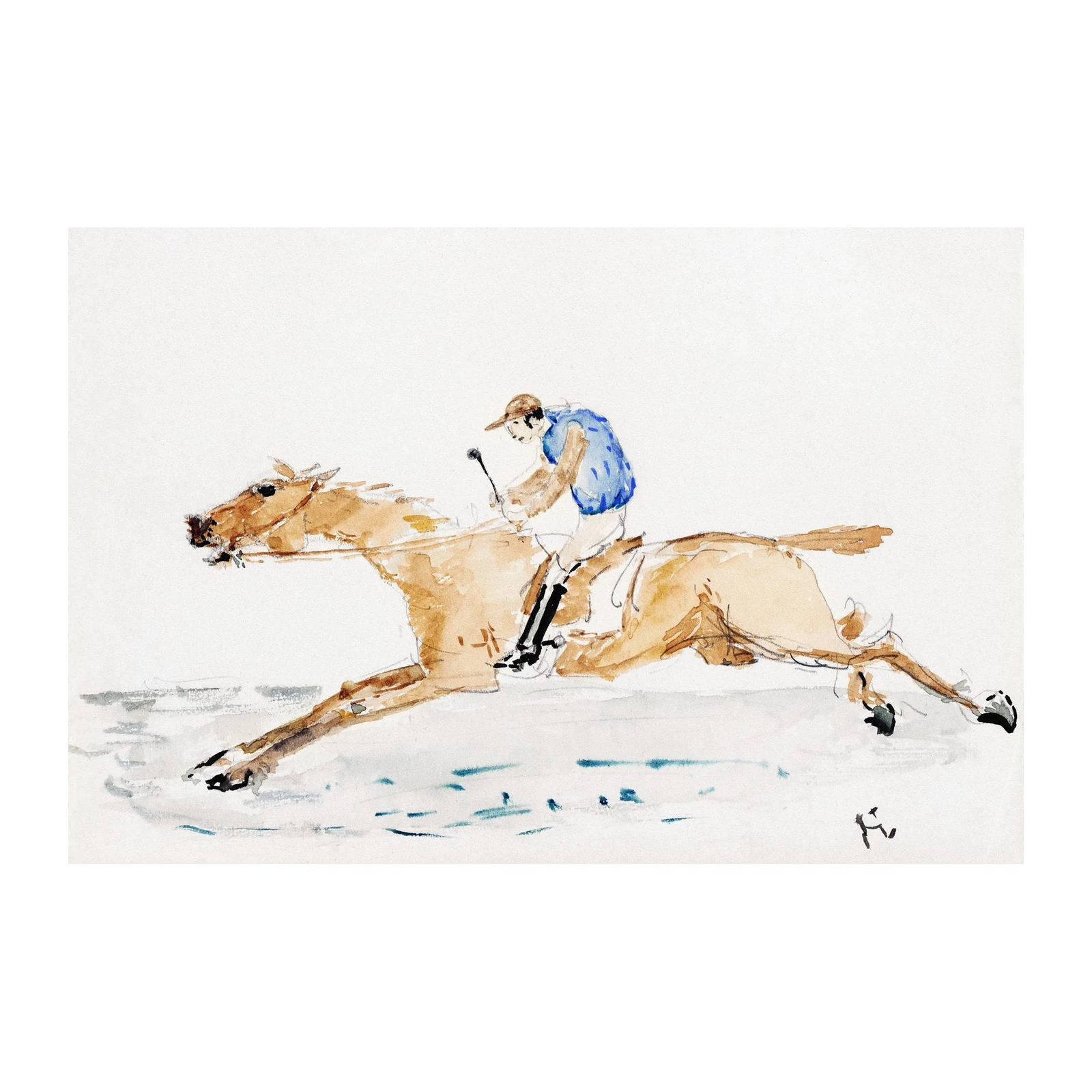 Dynamic Horse Racing Jockey Watercolor Wall Art