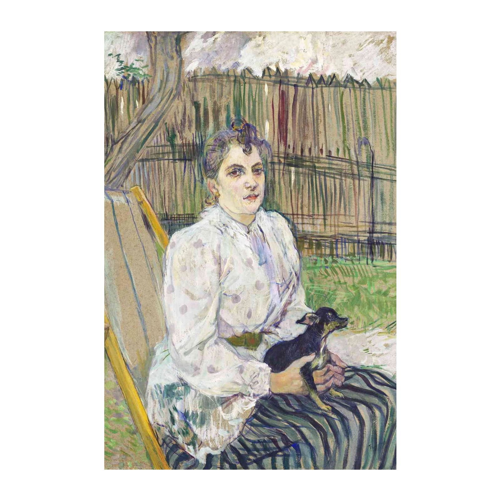 Woman with Dog Garden Scene Wall Art