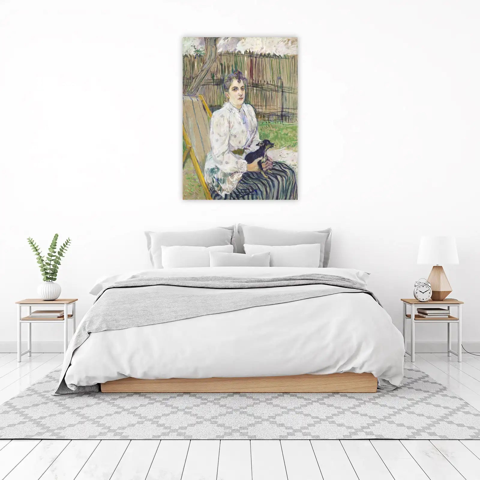 Woman with Dog Garden Scene Wall Art