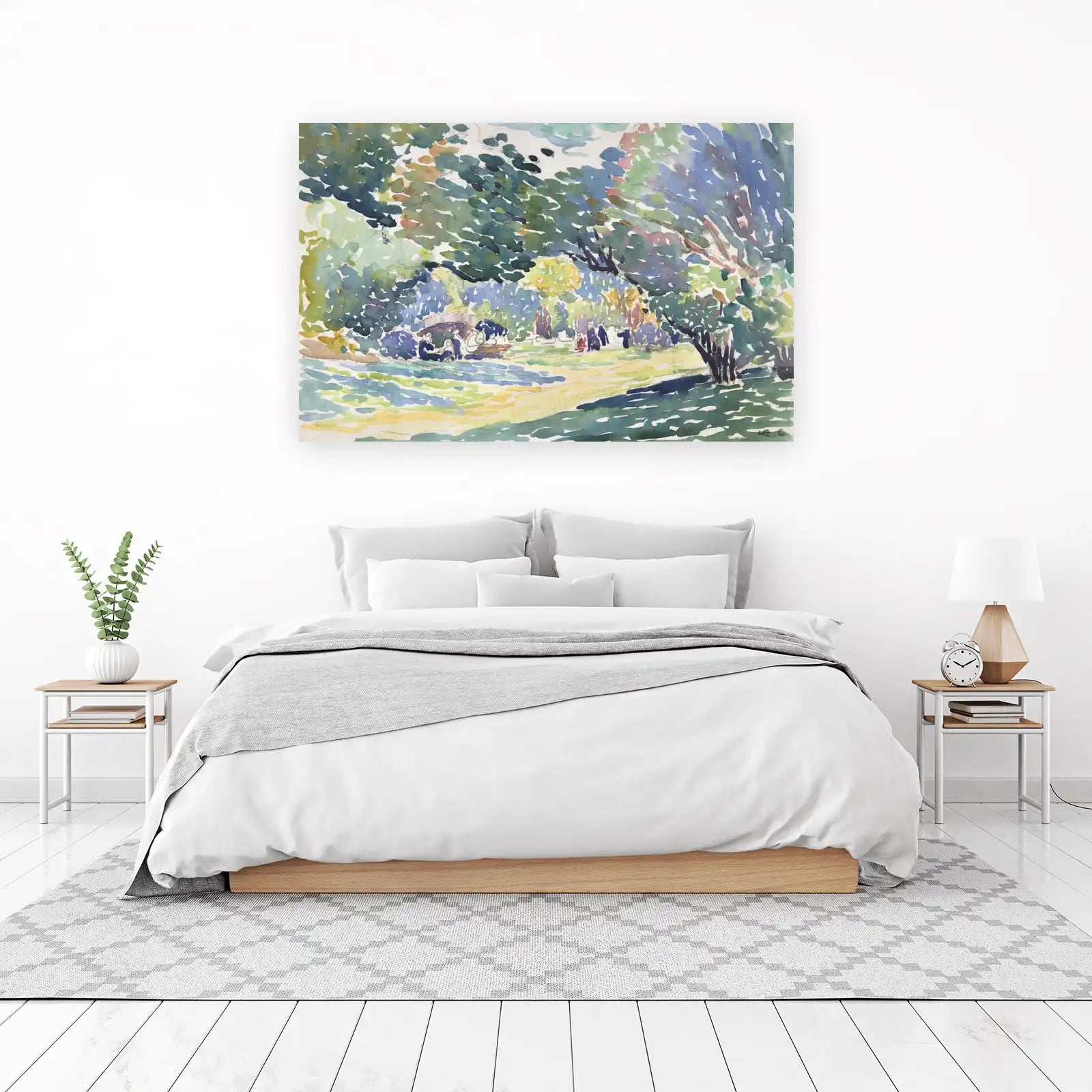 Impressionist Park Scene Watercolor Wall Art