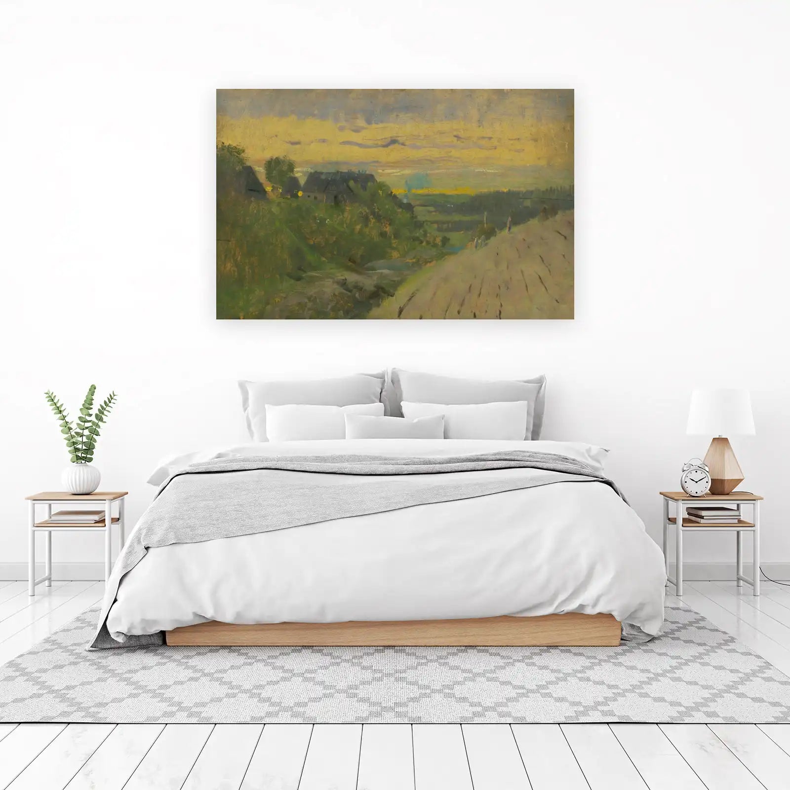 Serene Rural Landscape Painting Wall Art