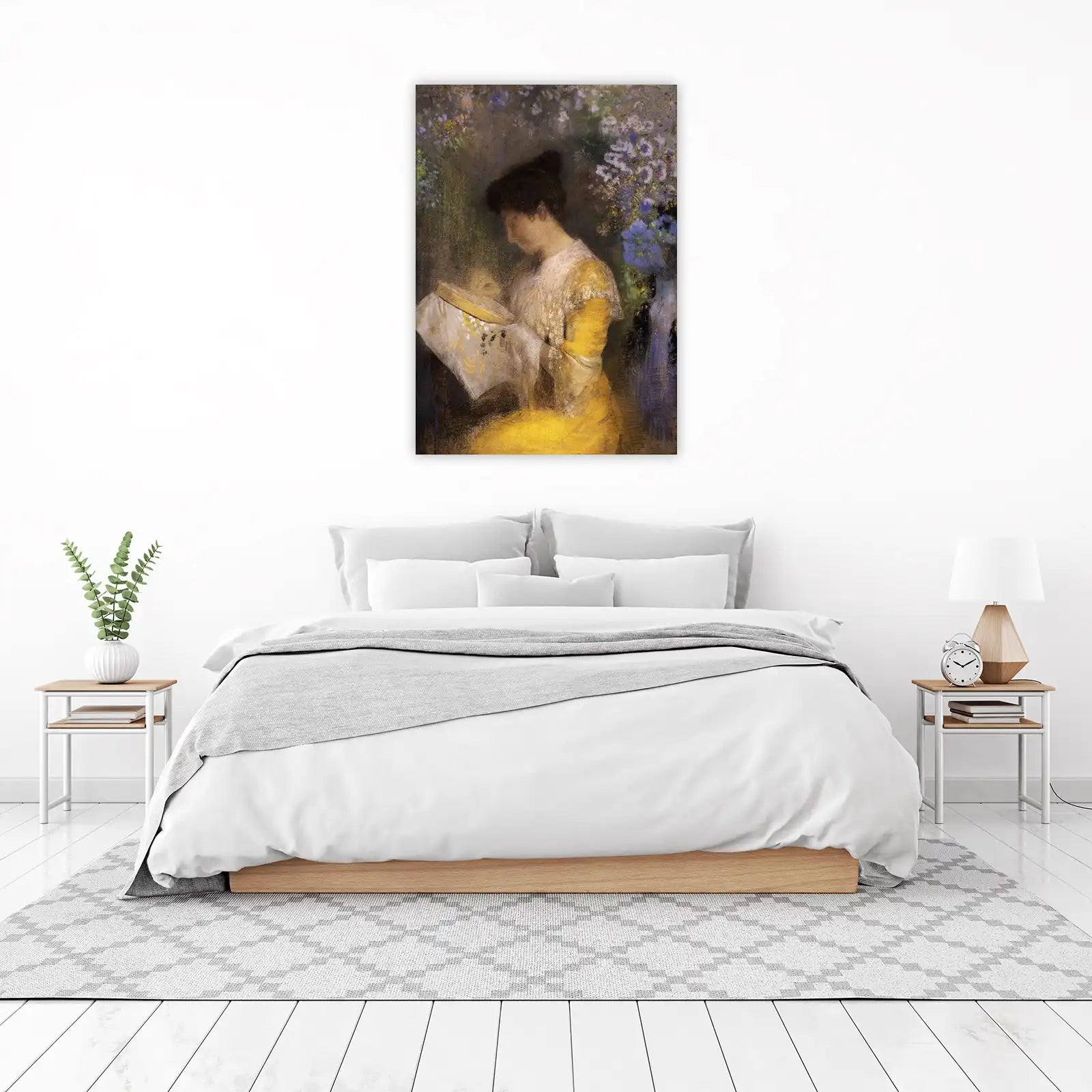 Serene Lady Embroidering Wall Art