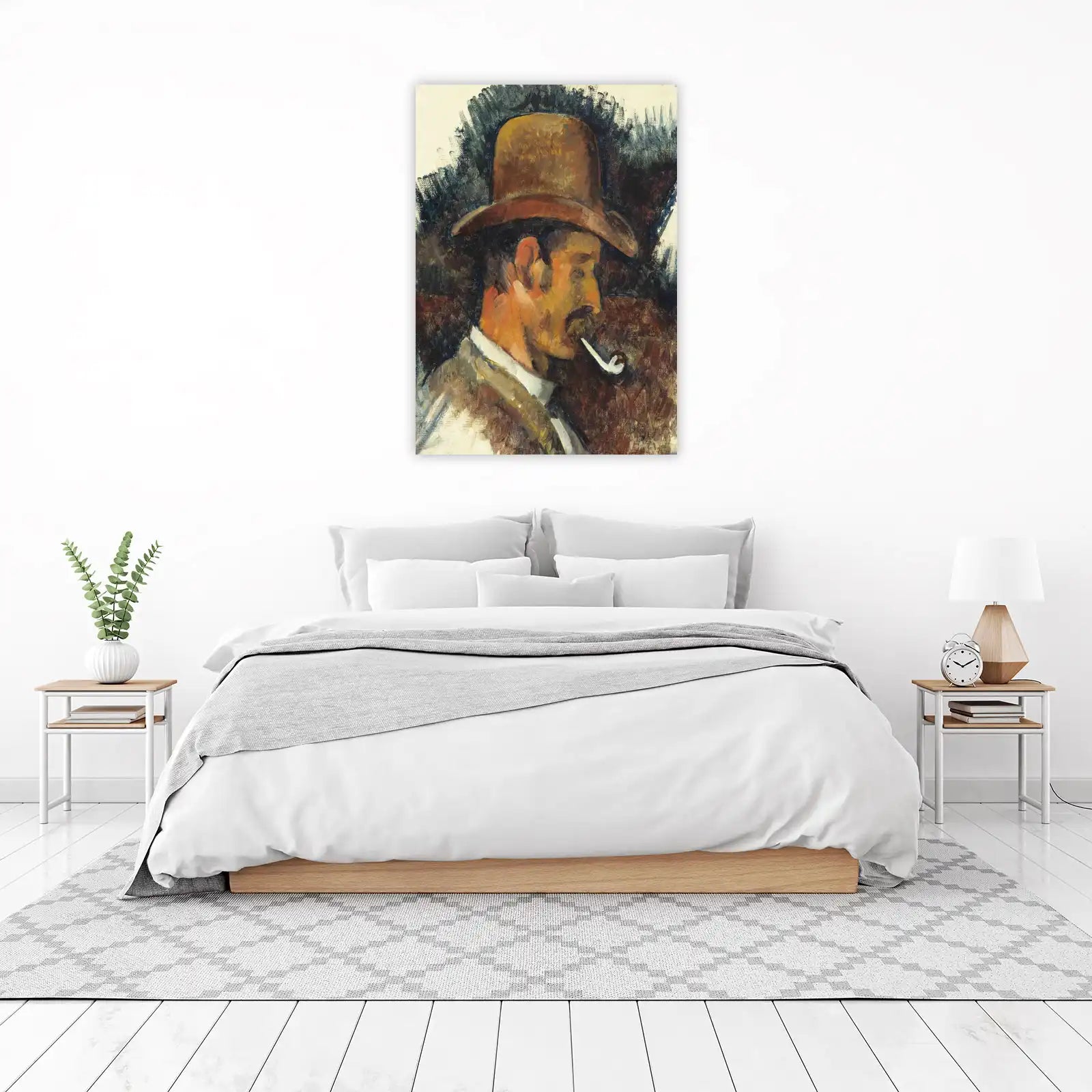 Man with Hat & Pipe Portrait Wall Art