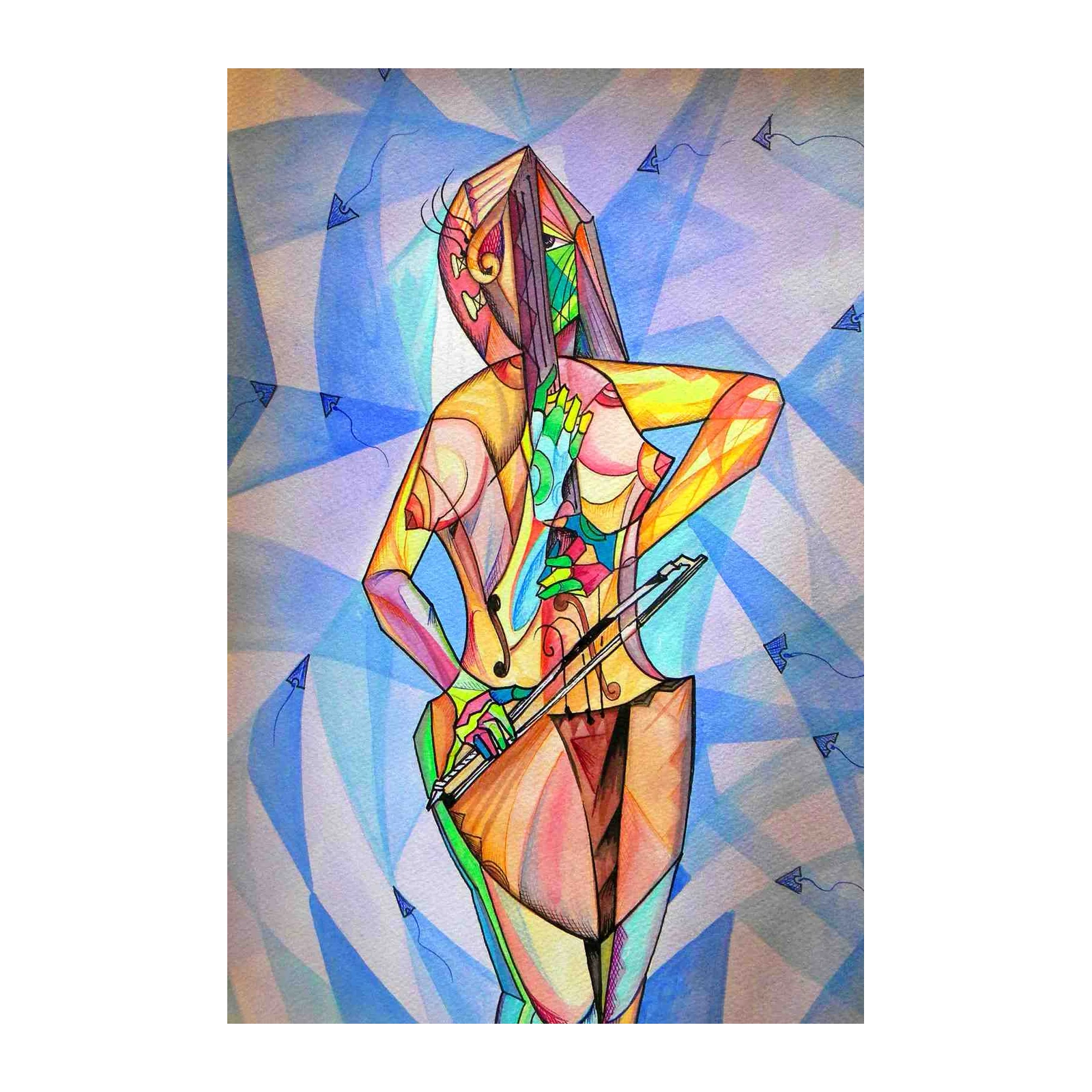 Abstract Music Figure Vibrant Wall Art