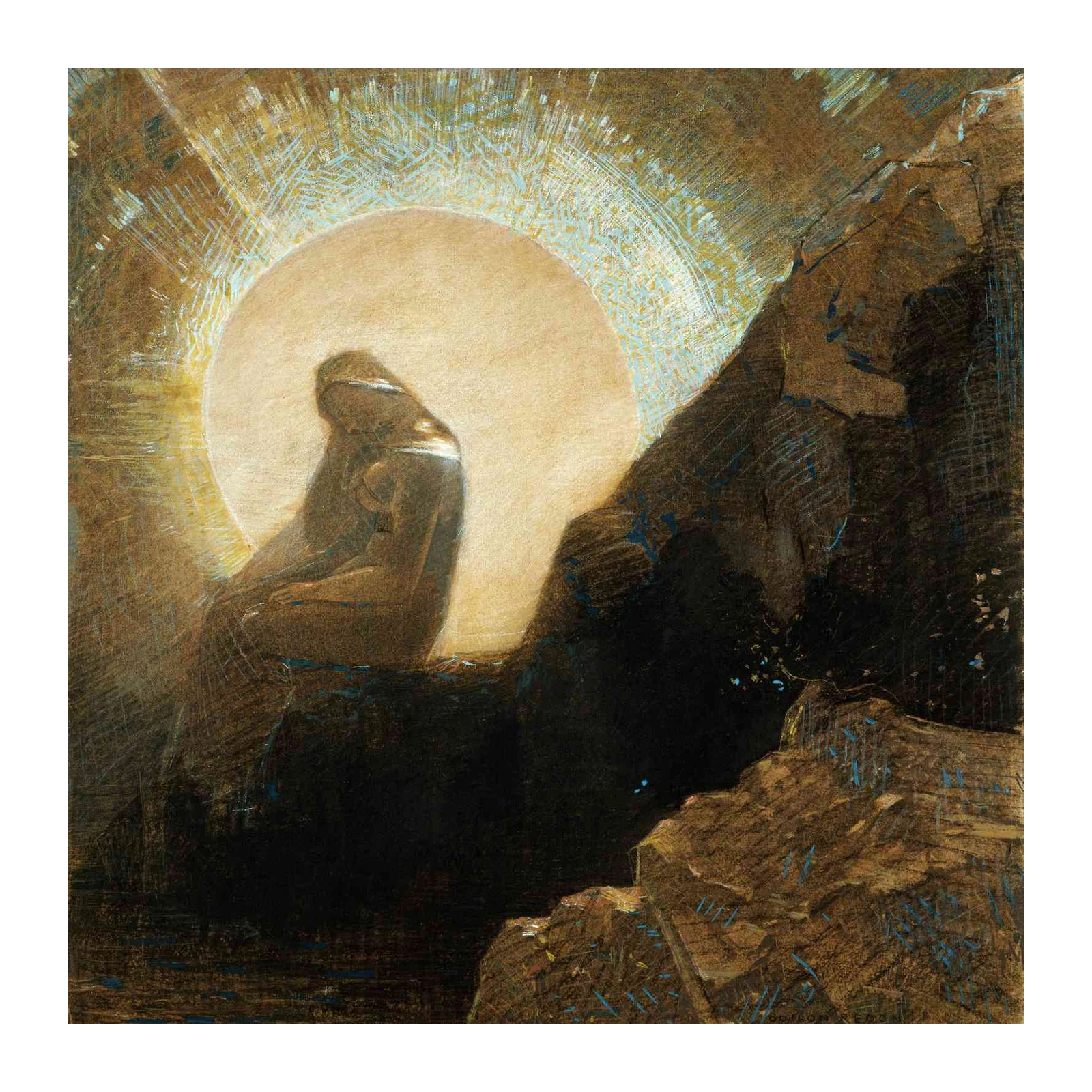 Enigmatic Figure Radiant Light Wall Art