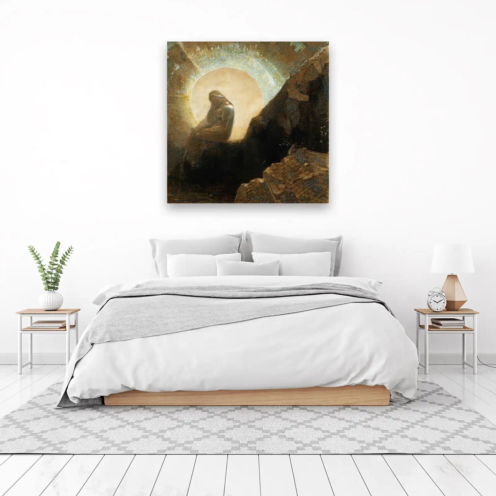 Enigmatic Figure Radiant Light Wall Art