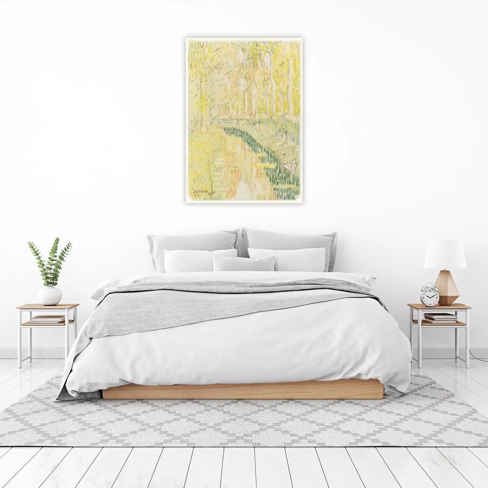 Serene Bridge Landscape Impressionist Wall Art