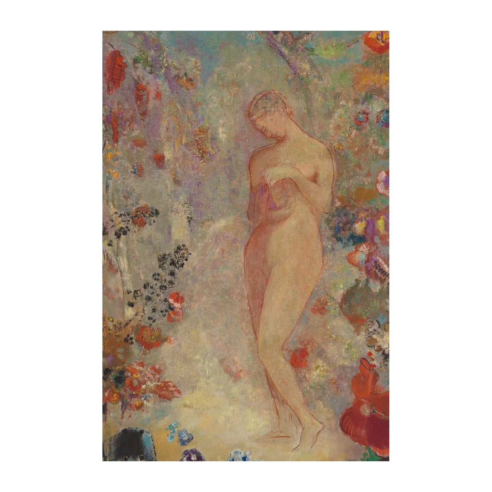 Enchanting Nude in Floral Garden Wall Art