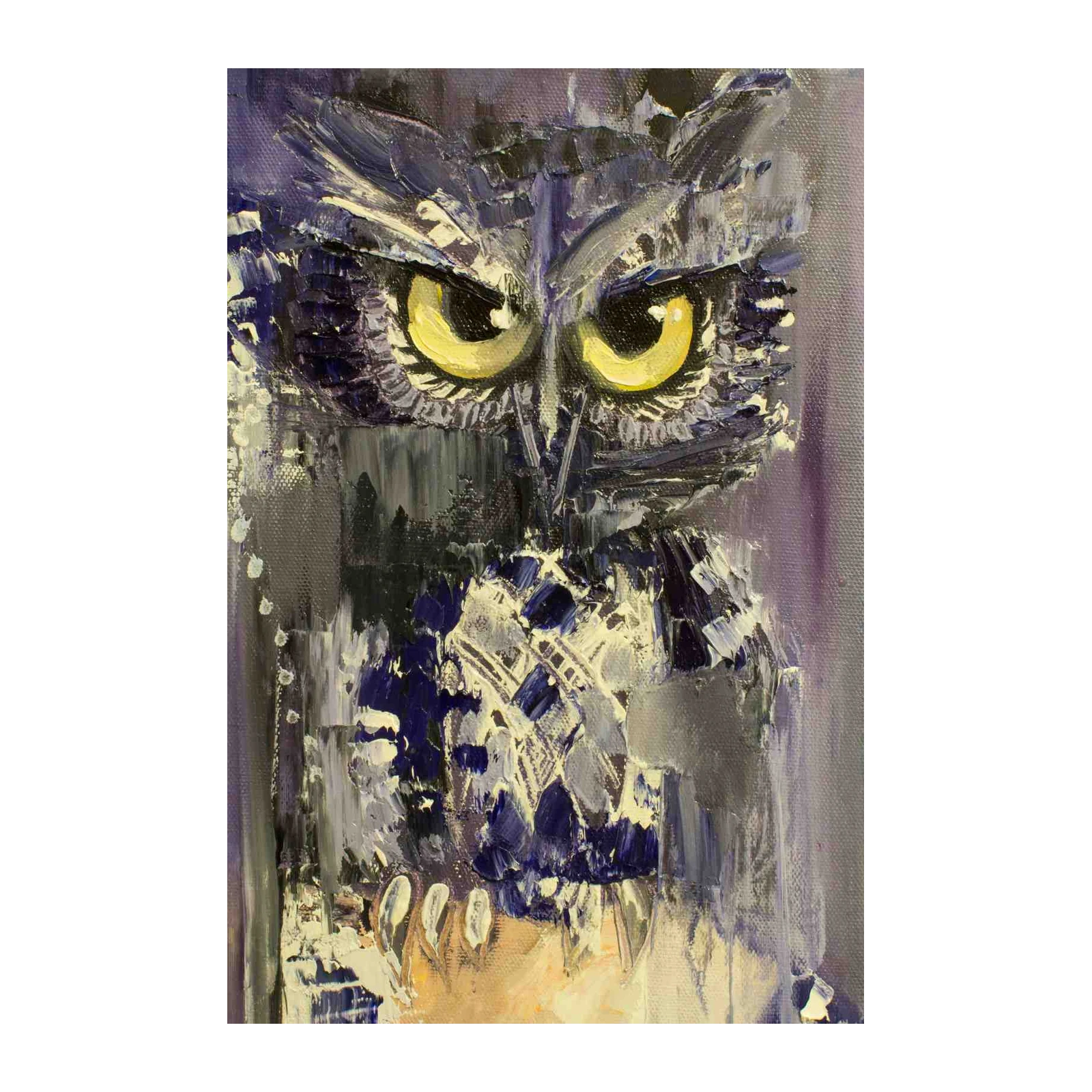 Mystic Owl Textured Oil Painting Wall Art
