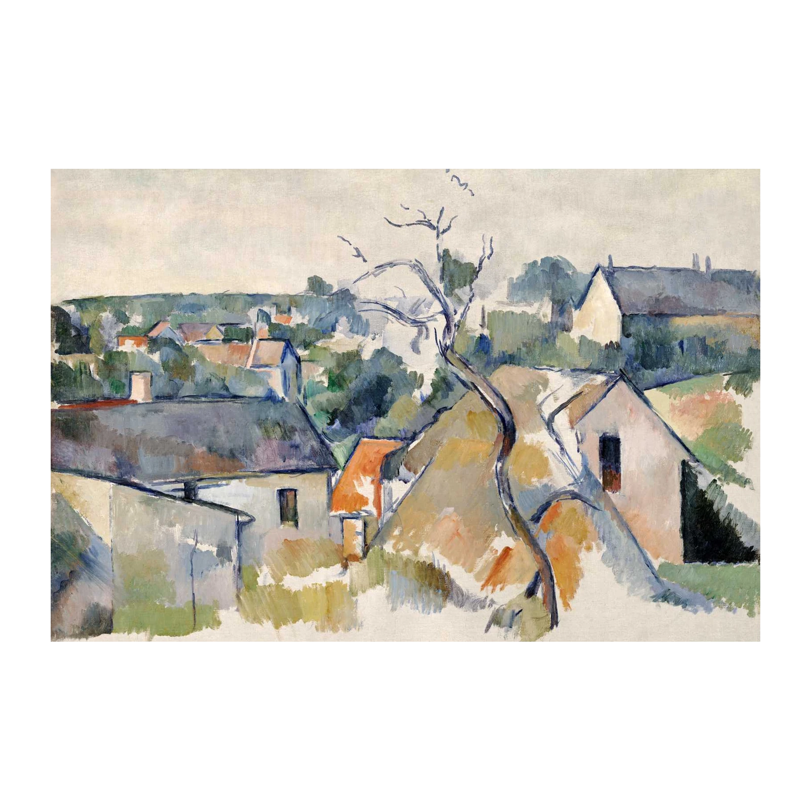 Serene Village Landscape Post-Impressionist Wall Art
