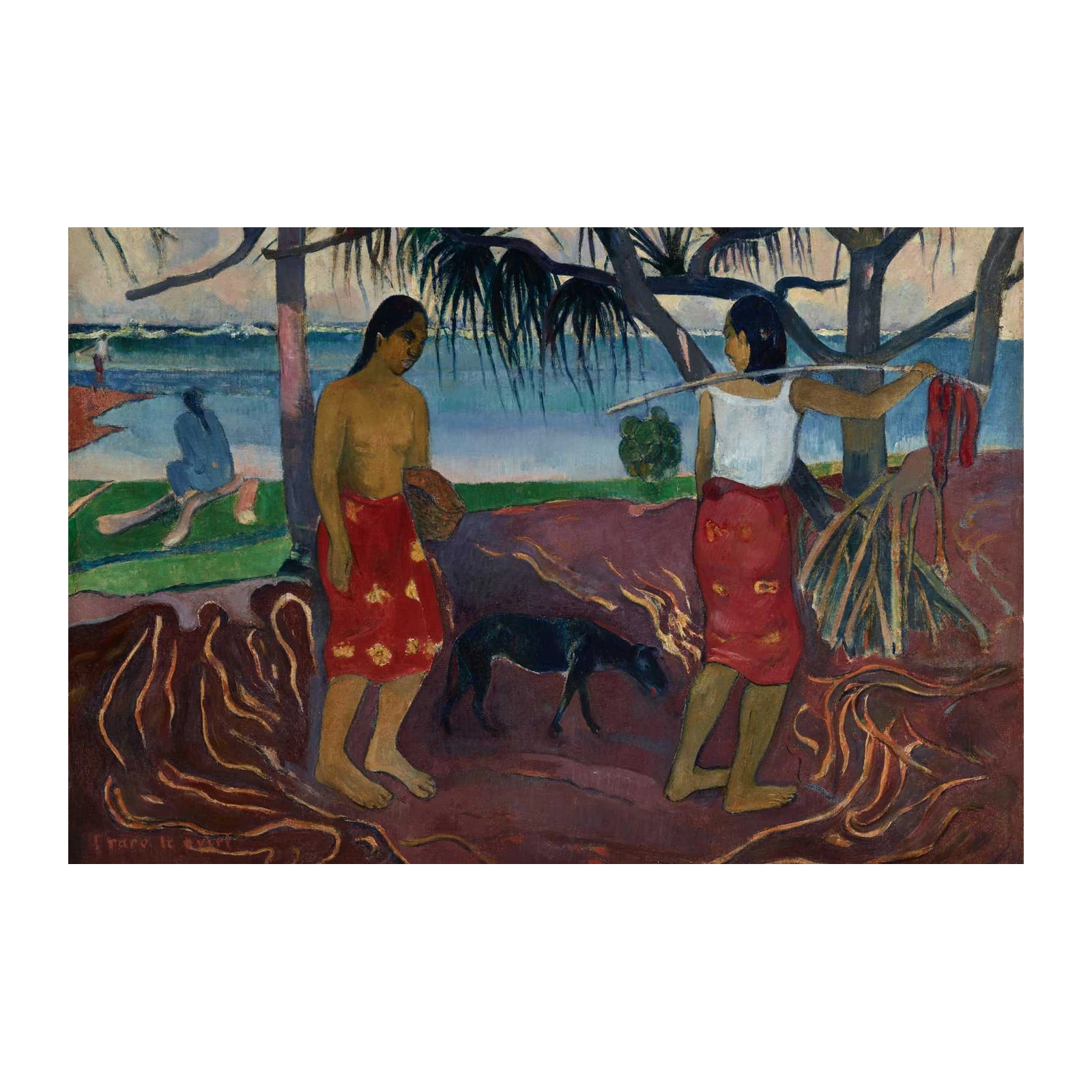 Tahitian Women Beach Scene Wall Art