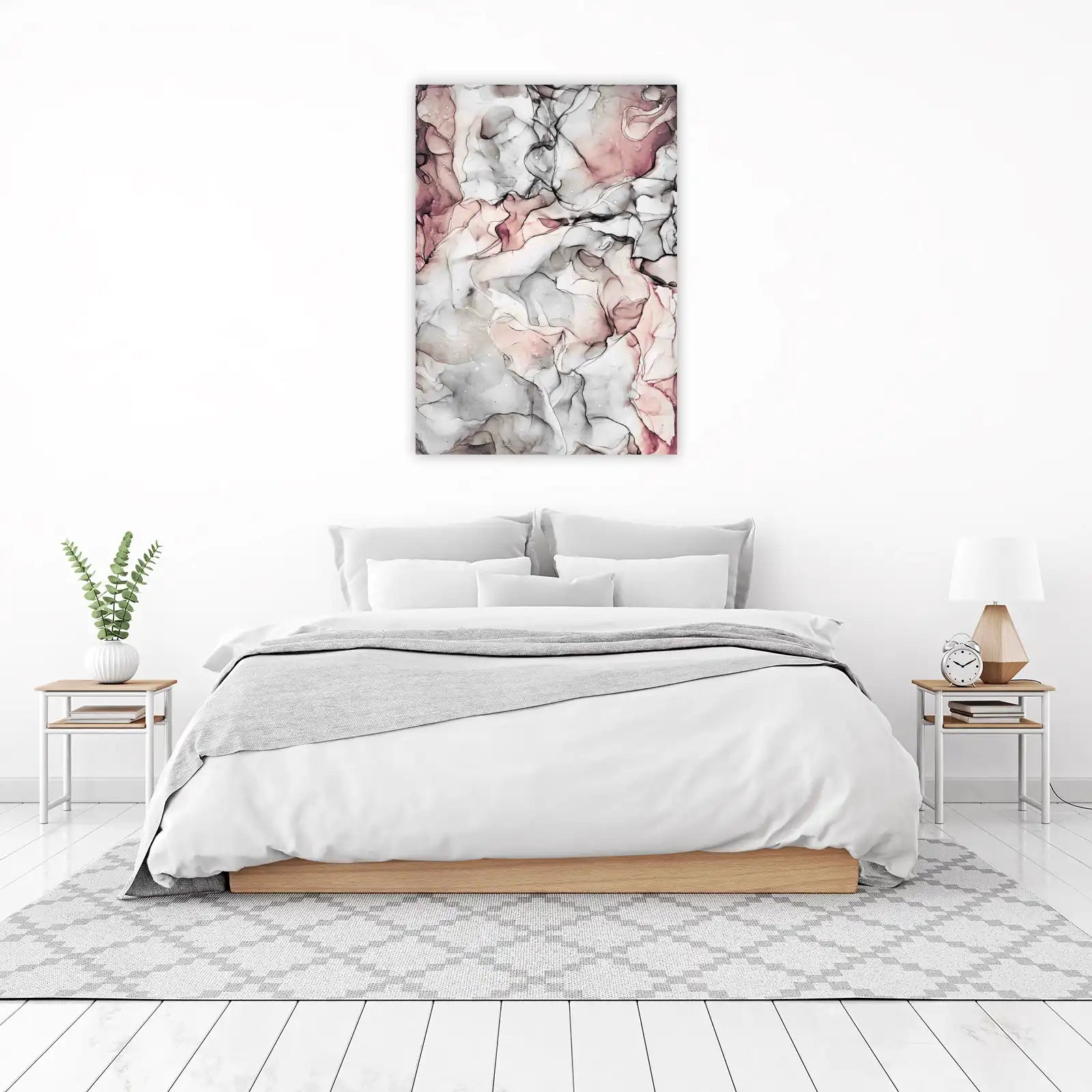 Elegant Blush & Gray Abstract Flow Wall Art