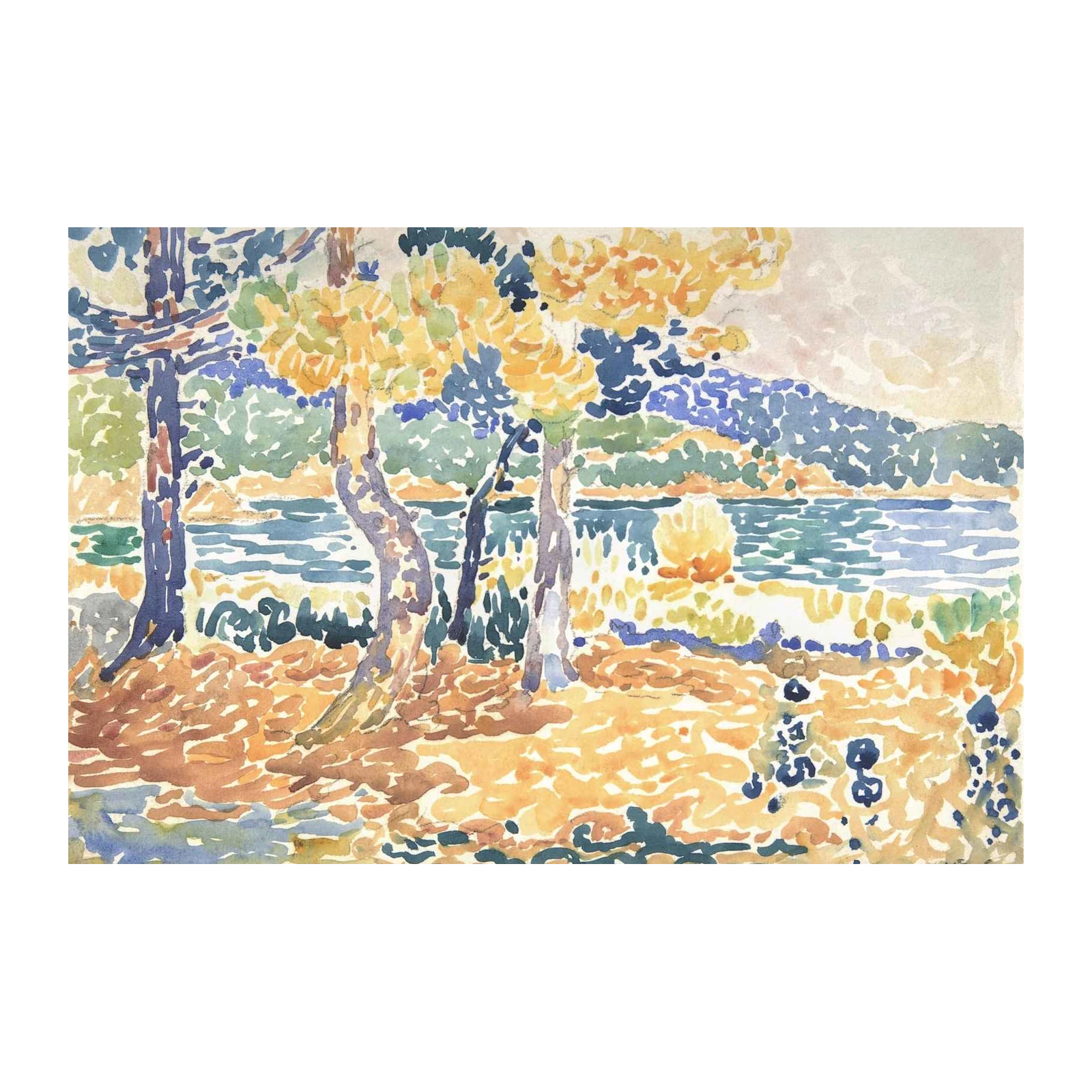 Vibrant Landscape Trees and Water Wall Art