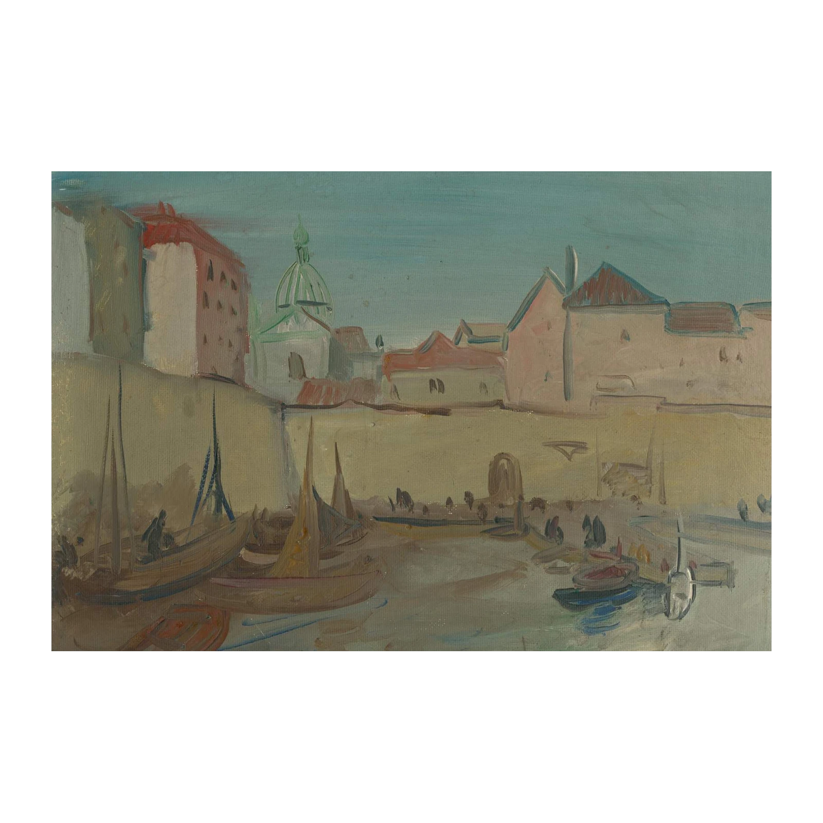 Impressionist Harbor Boats Wall Art