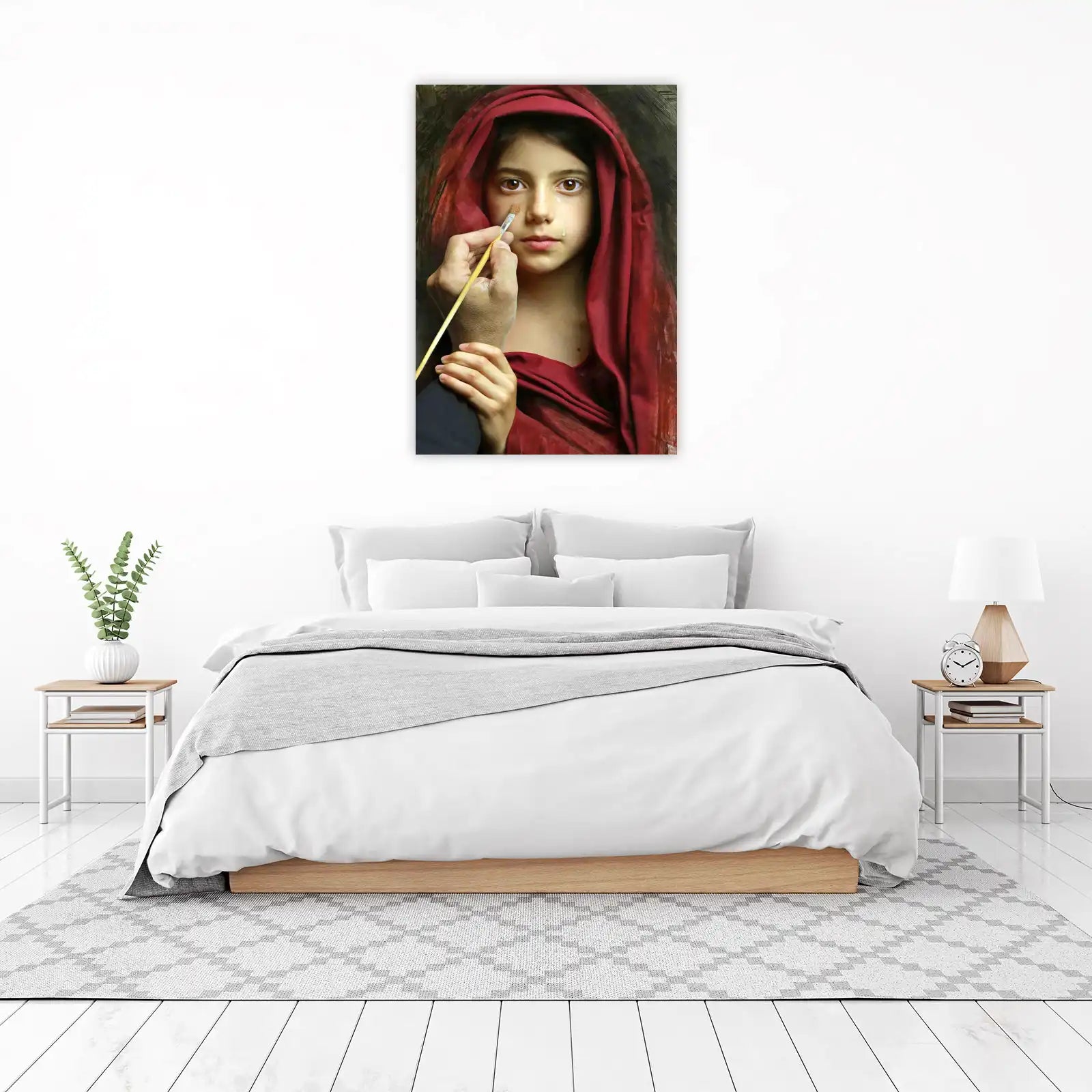 Emotional Portrait of a Girl with Tears Wall Art