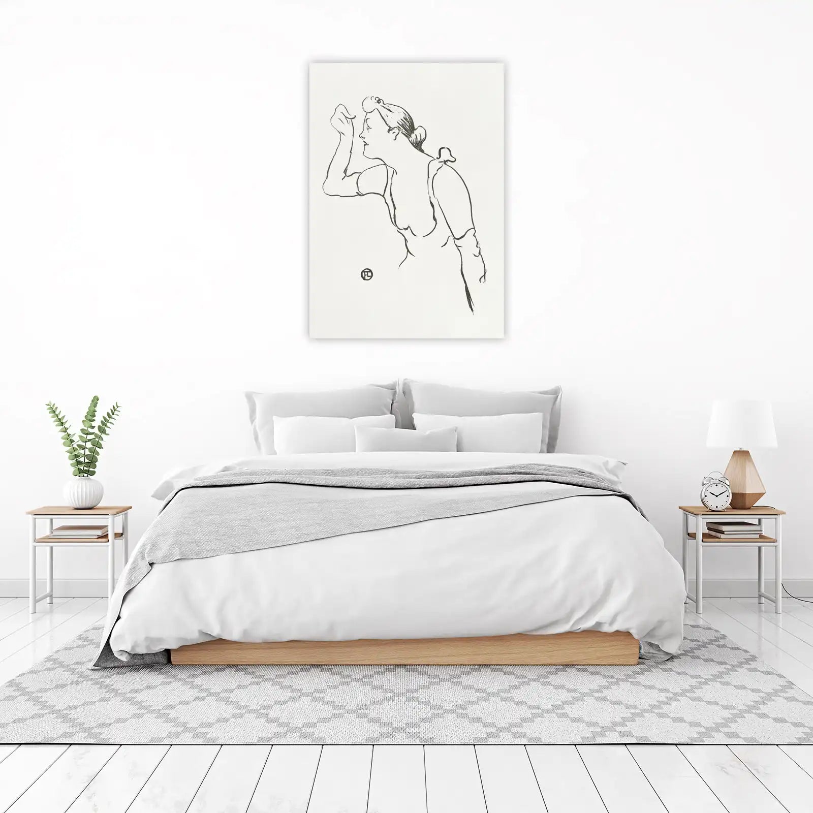Elegant Woman Sketch Vintage Art Wall Art