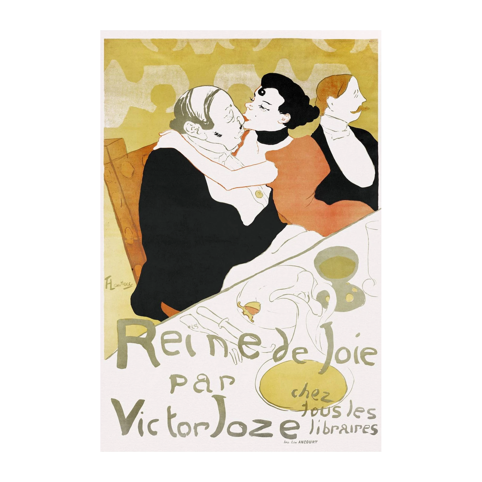 Art Nouveau Kiss Wall Art - Vintage Parisian Poster