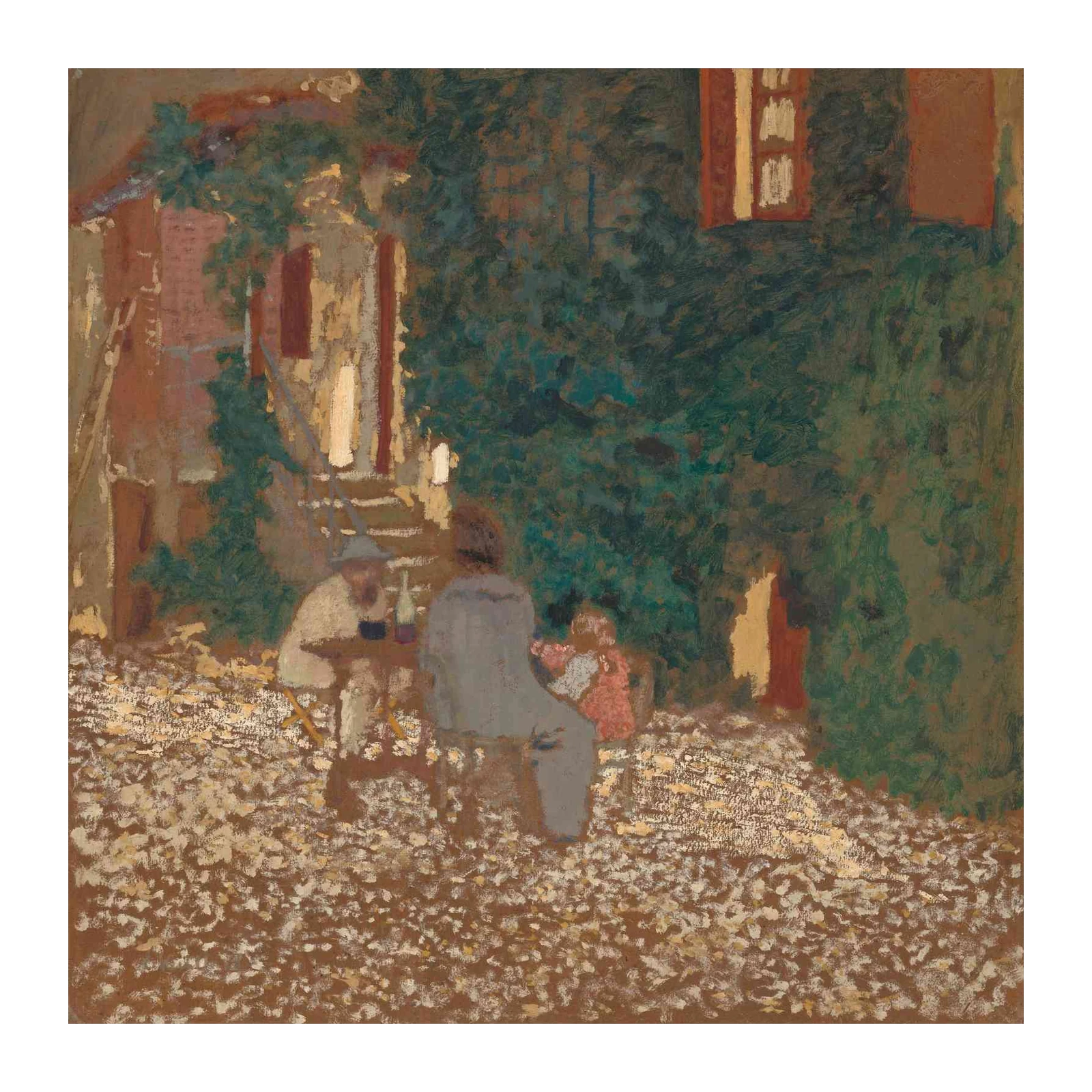 Tranquil Courtyard Scene Impressionist Wall Art