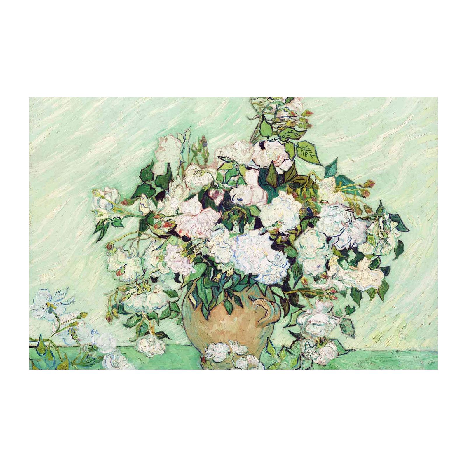 Van Gogh Roses on Green Wall Art