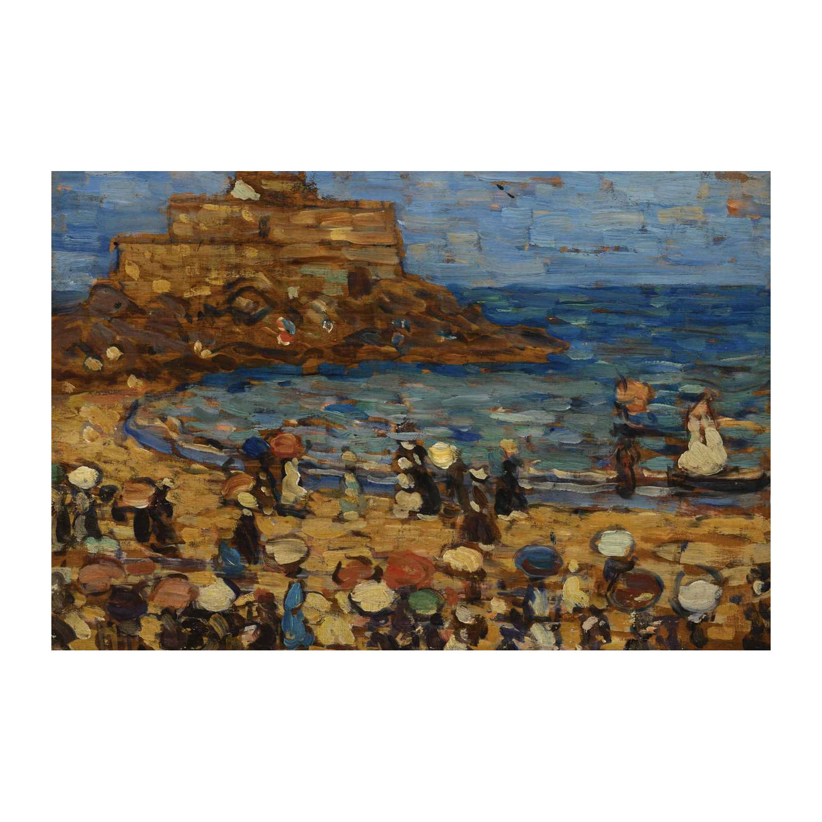 Vibrant Beach Scene Impressionist Wall Art