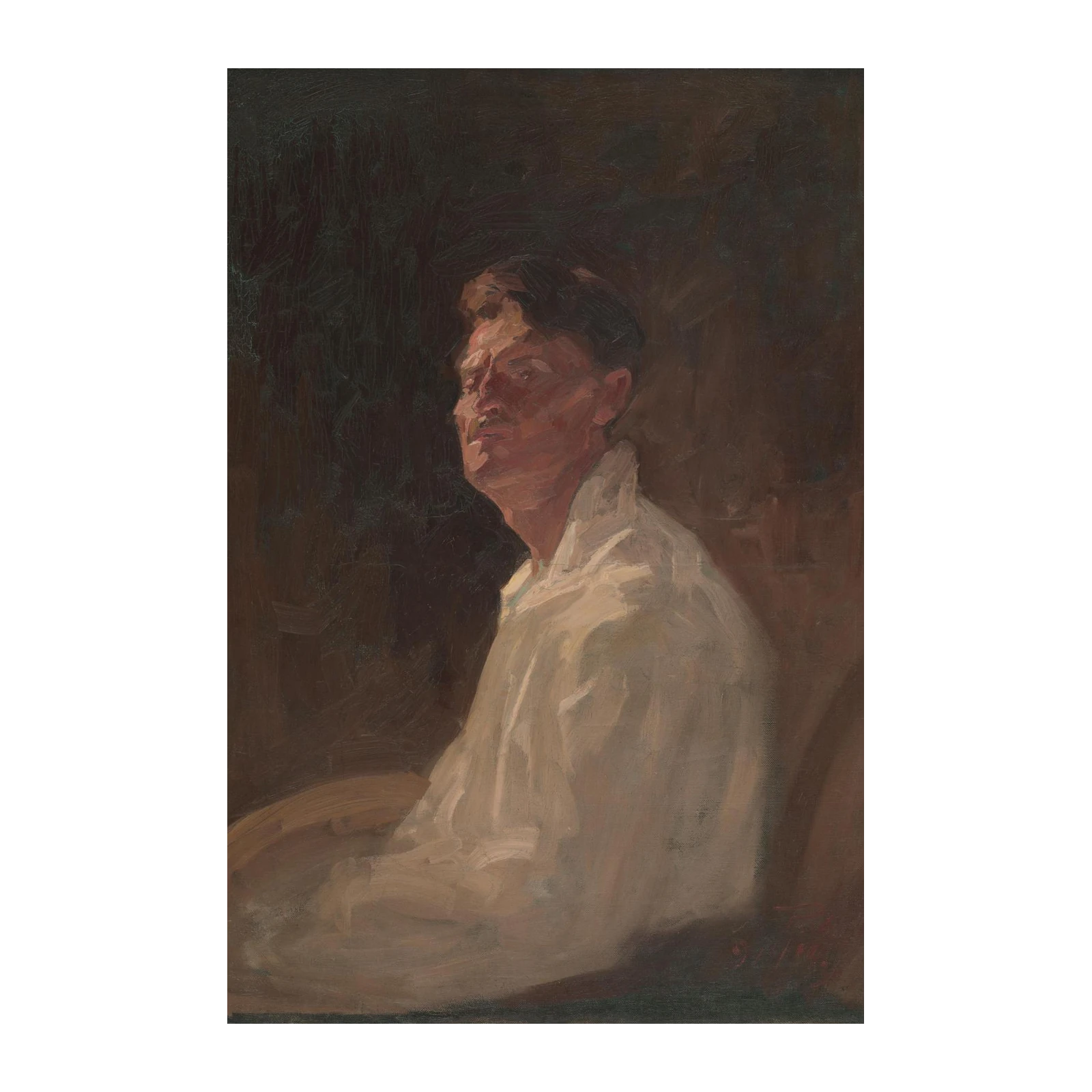 Moody Portrait Man White Shirt Wall Art