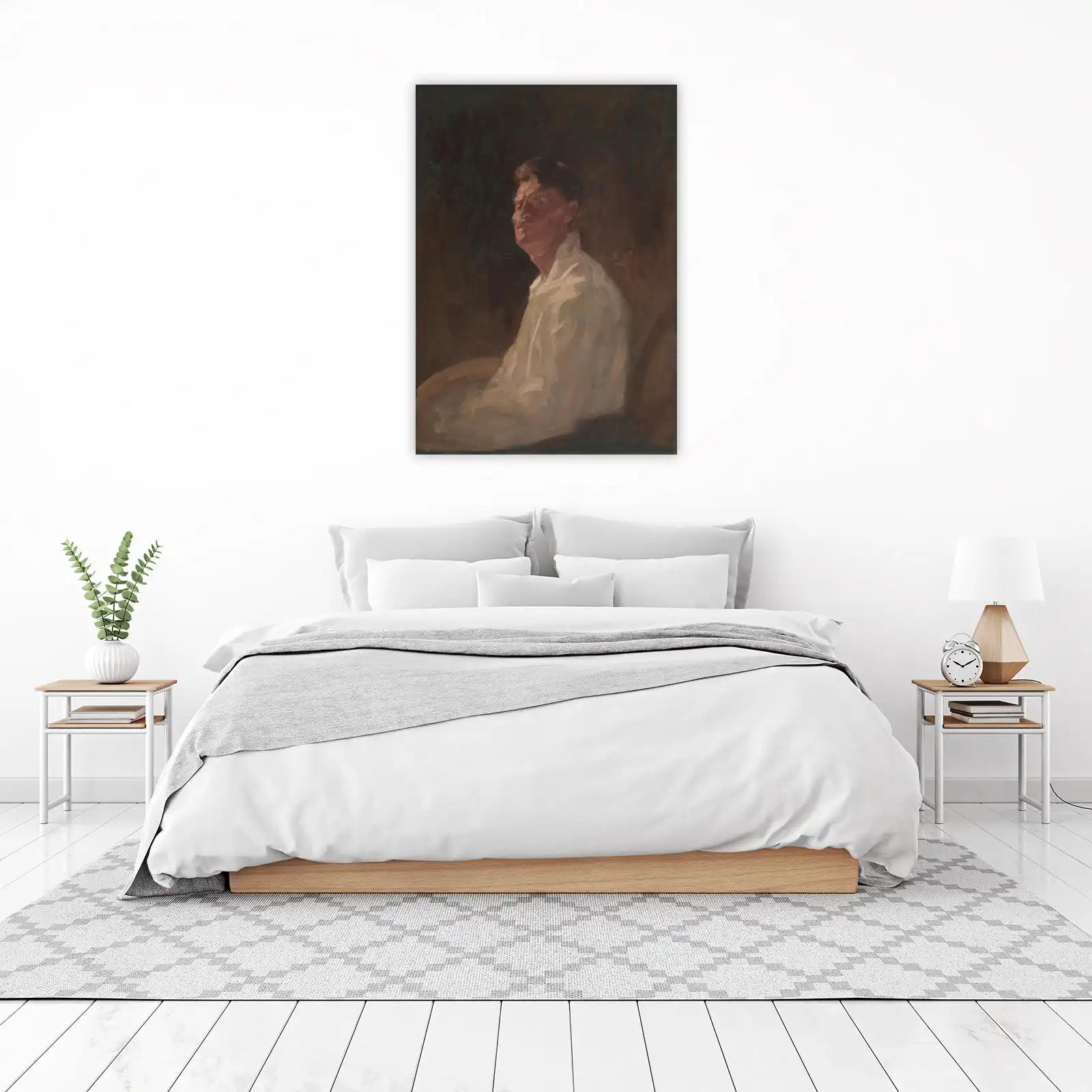 Moody Portrait Man White Shirt Wall Art