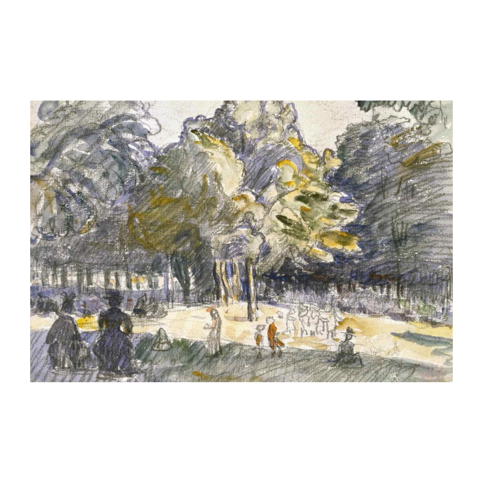 Impressionist Park Scene With Figures Wall Art