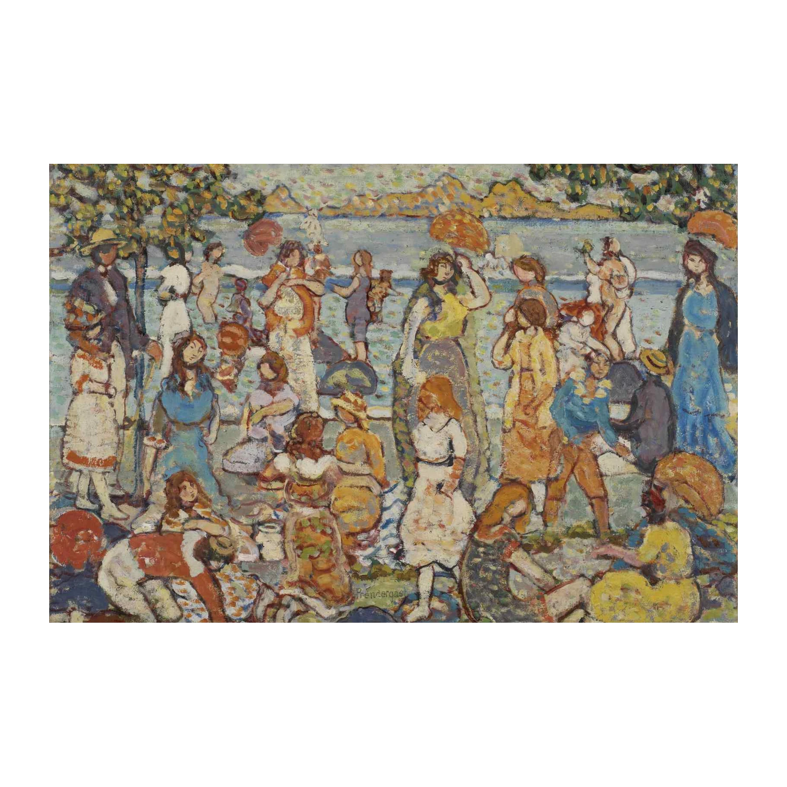 Vibrant Park Scene People Gathering Wall Art
