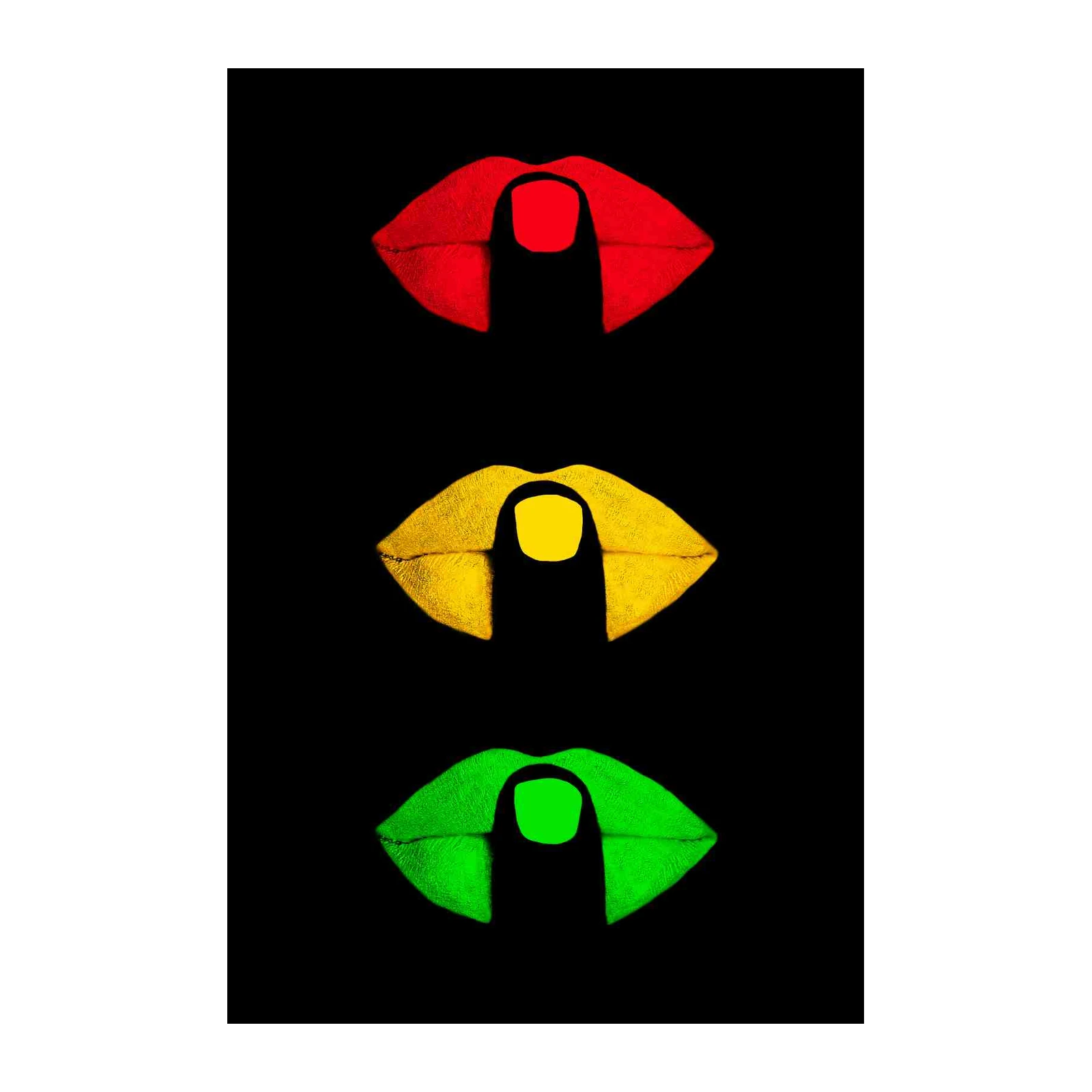 Traffic Light Lips Wall Art for Modern Decor