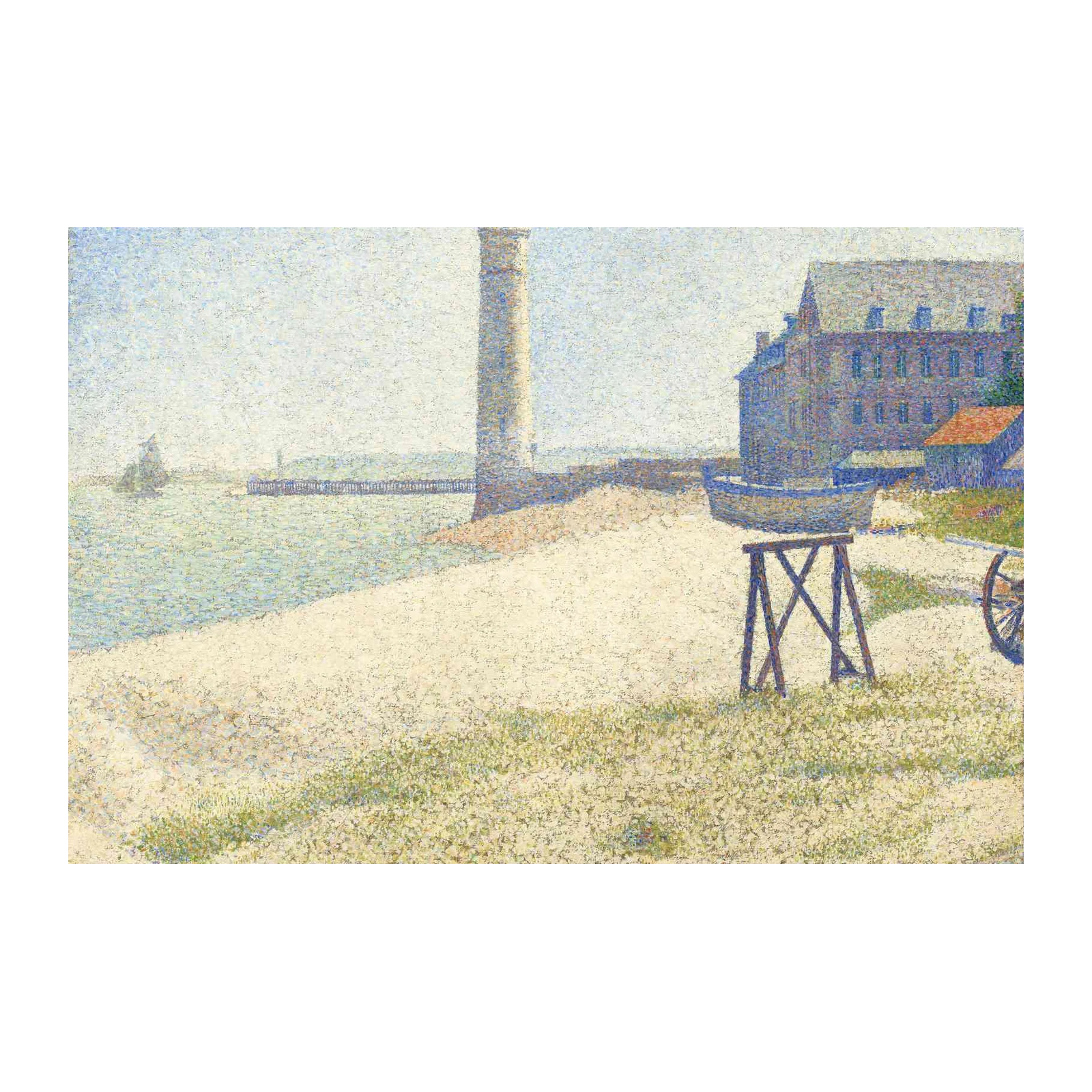 Seascape Lighthouse Pointillism Wall Art