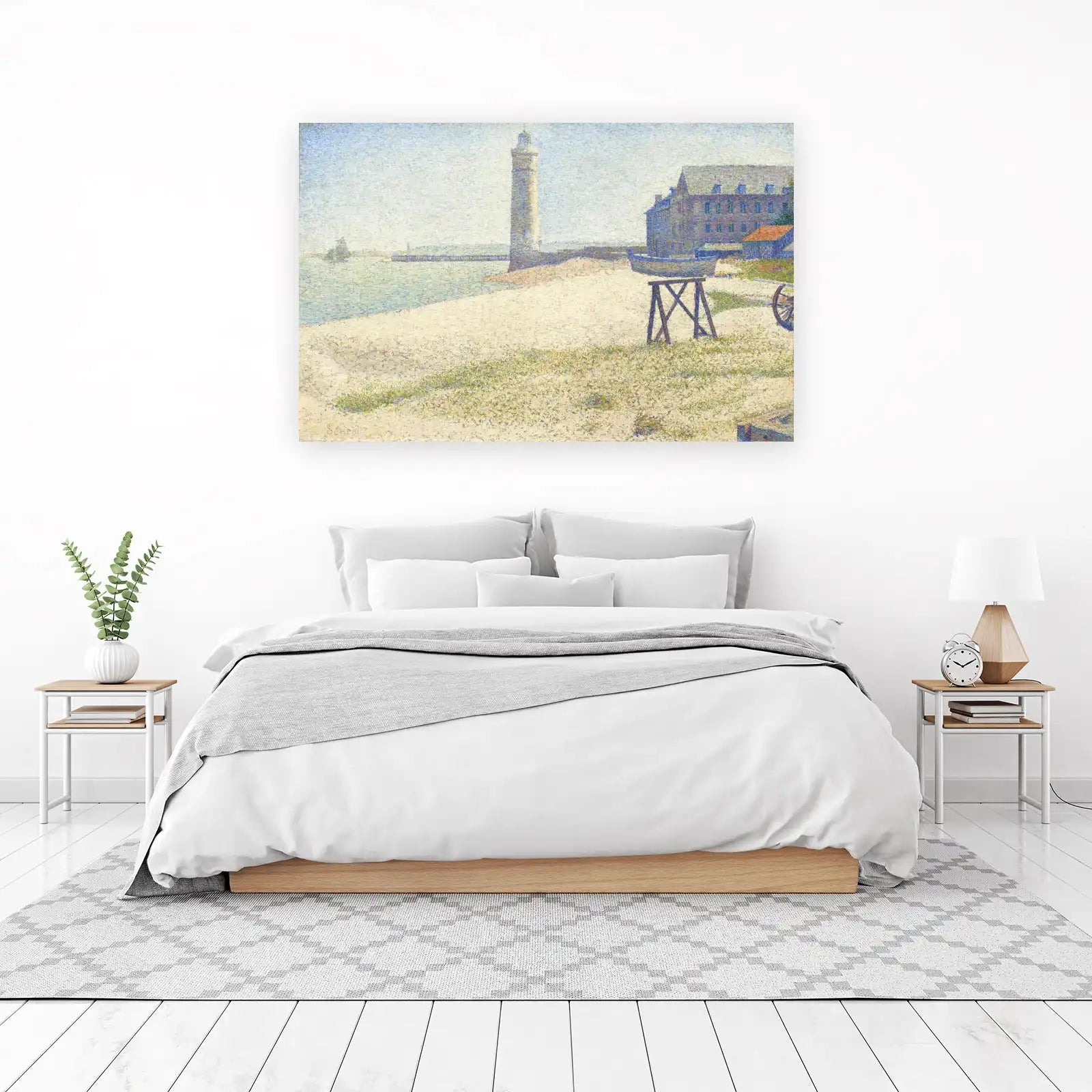 Seascape Lighthouse Pointillism Wall Art