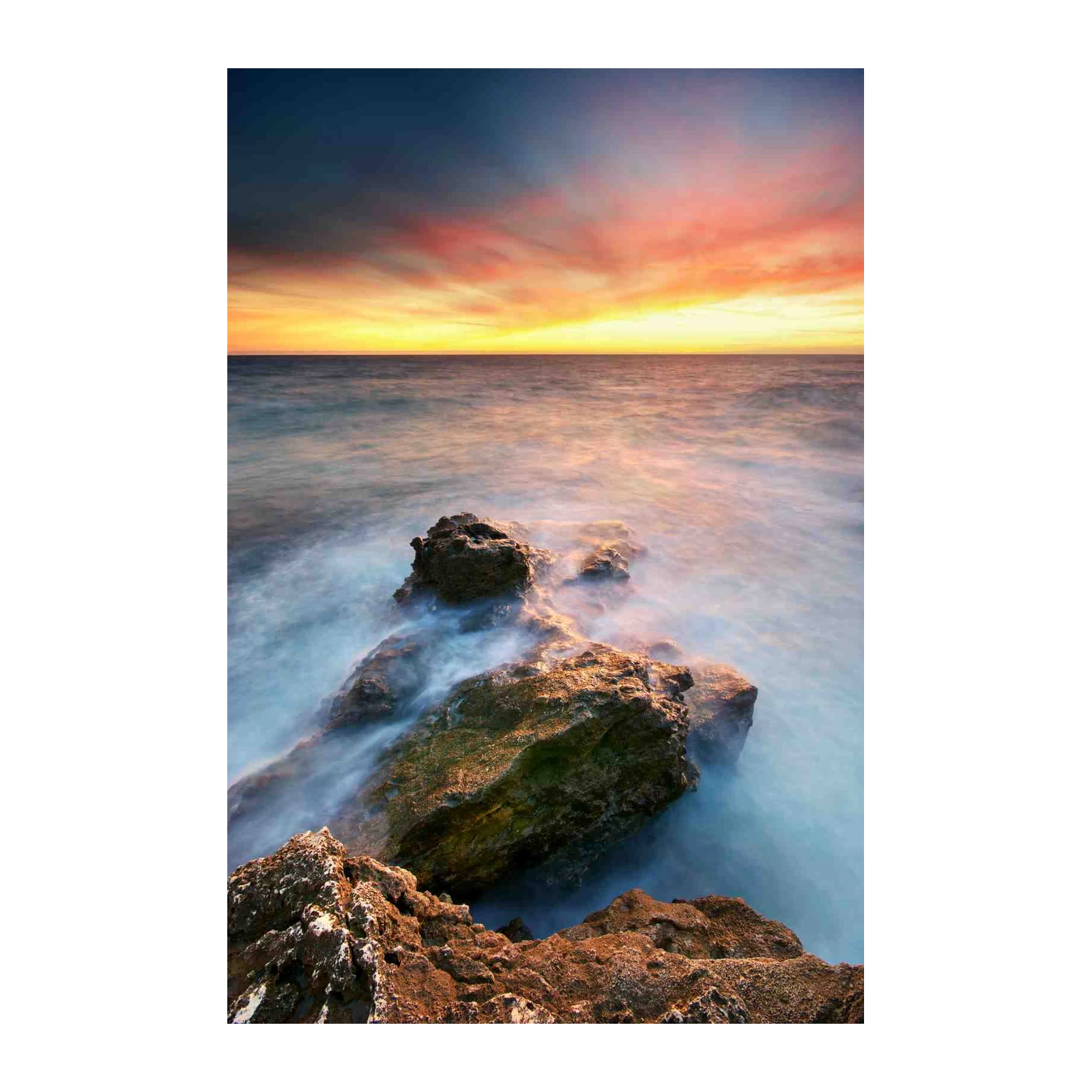 Ocean Sunset Serenity Coastal Rocks Wall Art