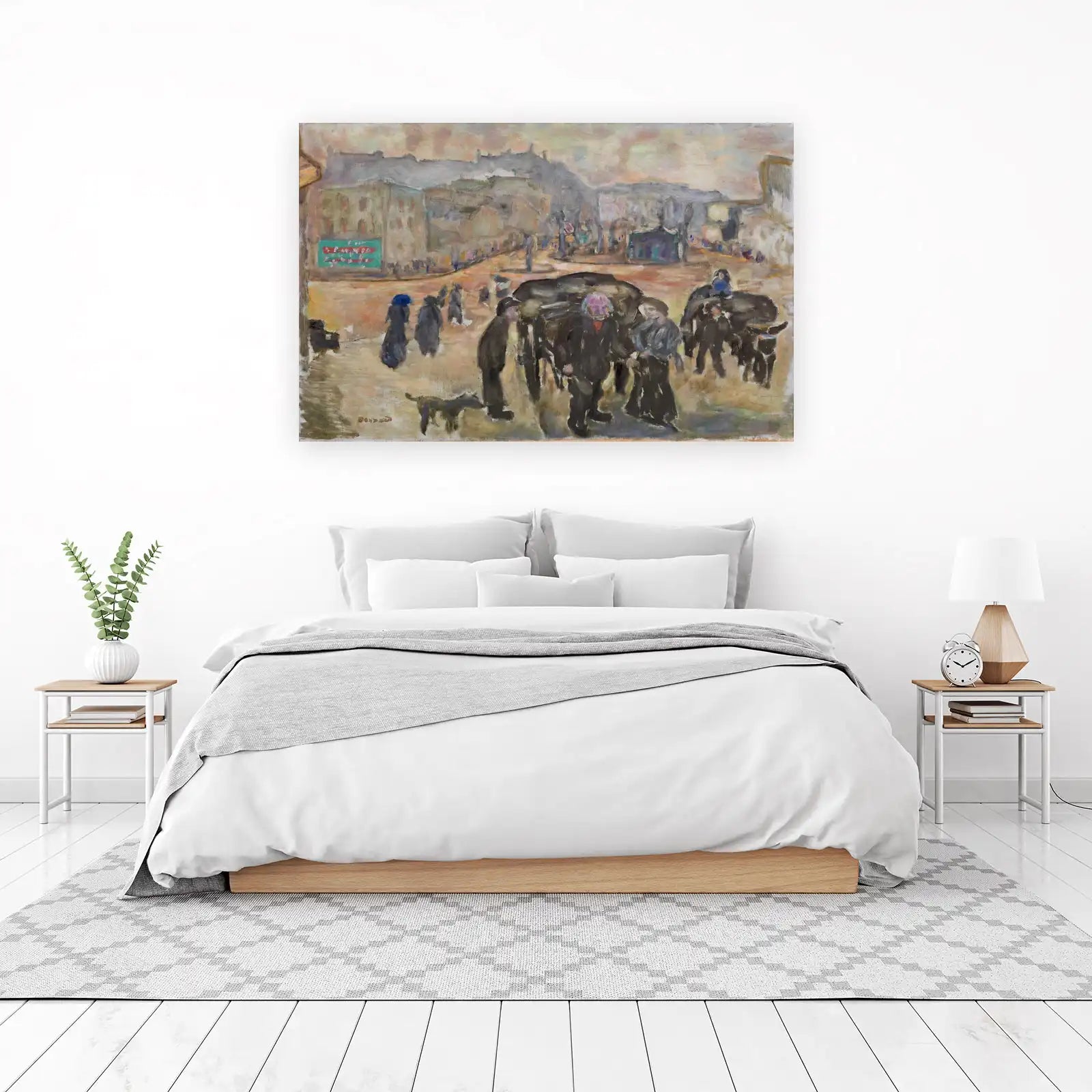 Urban Street Scene with Figures Wall Art