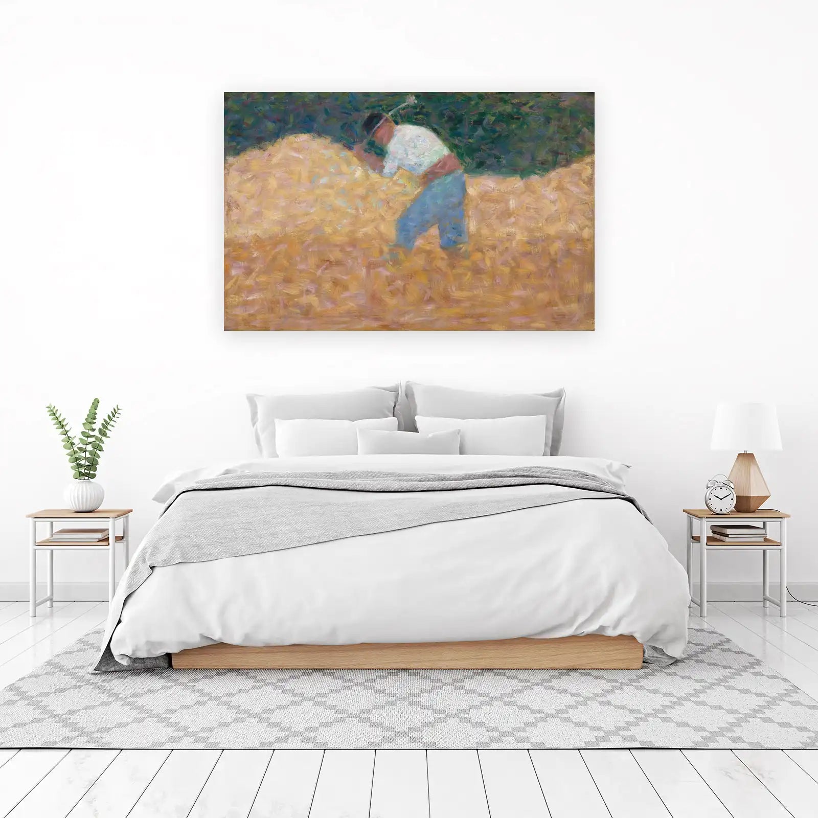 Farmer in Hayfield Impressionist Wall Art